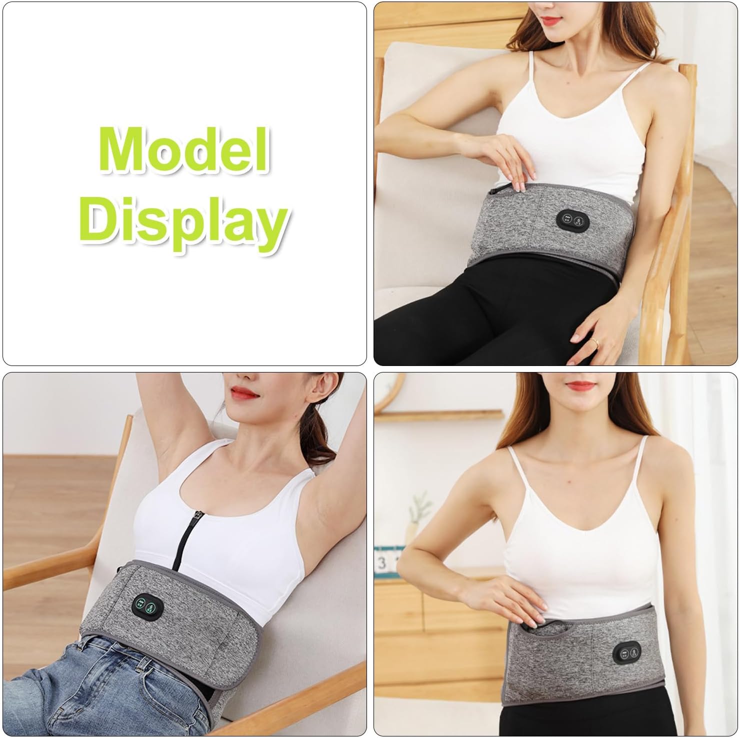 Electric Heating Vibration Belt for Lower Back Pain Relief - 3 Heat Levels & 6 Human-Like Massage Modes, Portable USB-Powered for Period Cramps, Office Workers, and Chronic Pain Recovery