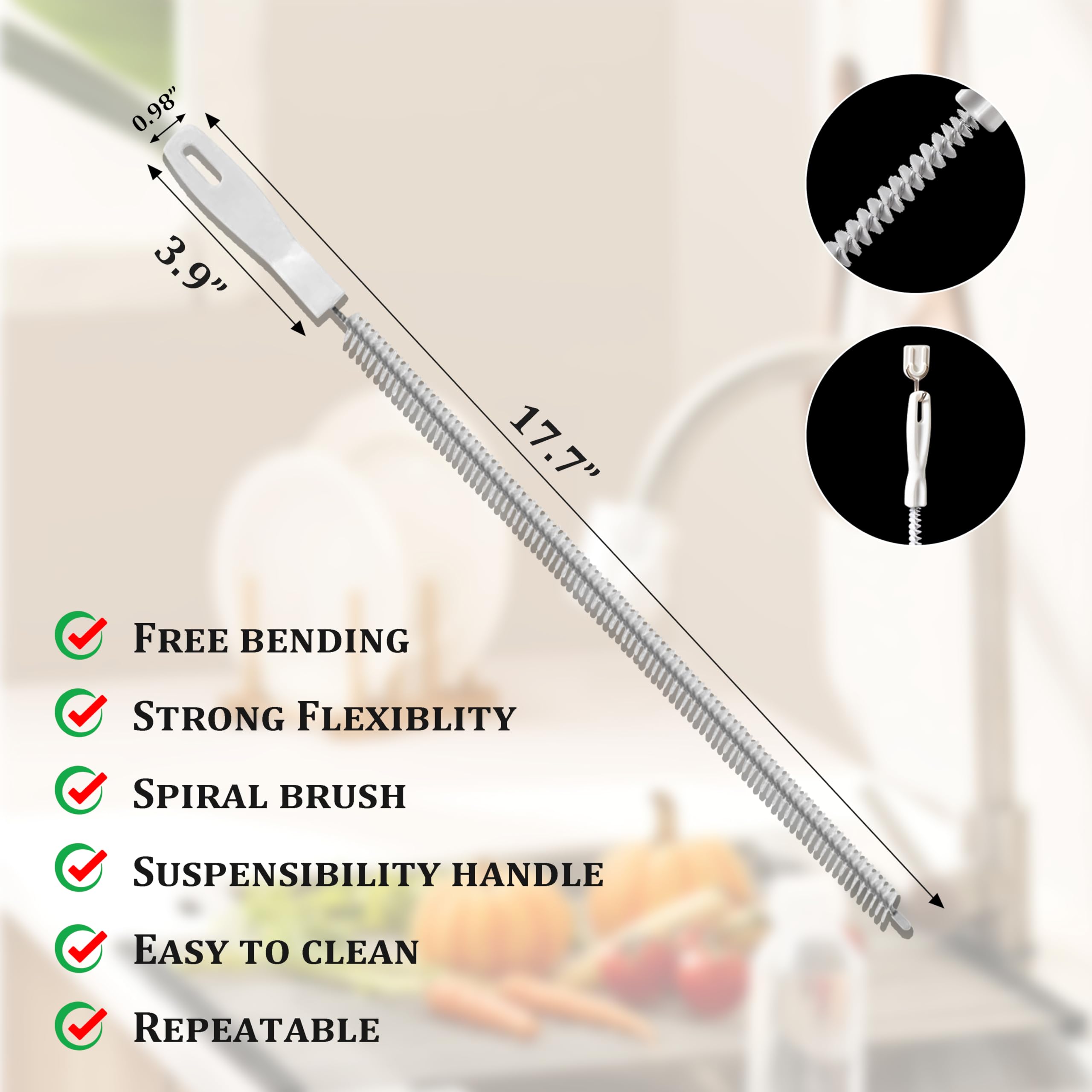 7 Pack Sink Unblocker Tool Cleaning Brush Flexible Sink Unblocker Brushes Drain Snake Plughole Unblocker Drain Hair Remover for Bathroom Kitchen Sink Unblocker and Cleaning - Image 2