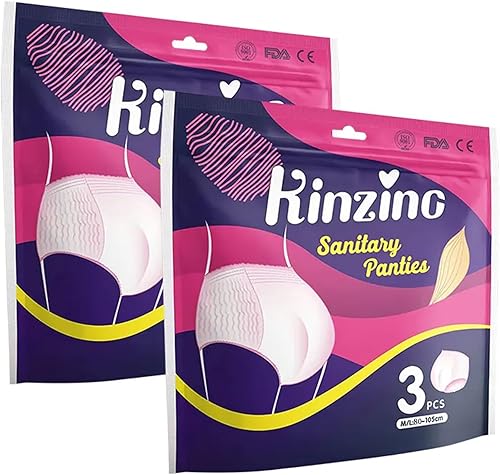 Ropa interior de período para mujer, para la noche, desechables, de algodón, 31-41 pulgadas, 6 unidades