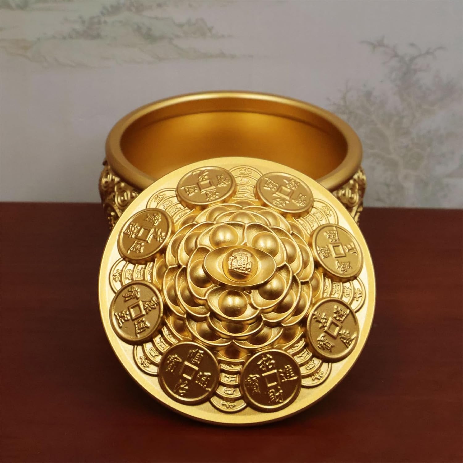 Antiqued Brass Incenses Burners Censers with Lid for Home Decors and Fortunes Prosperity Wealth