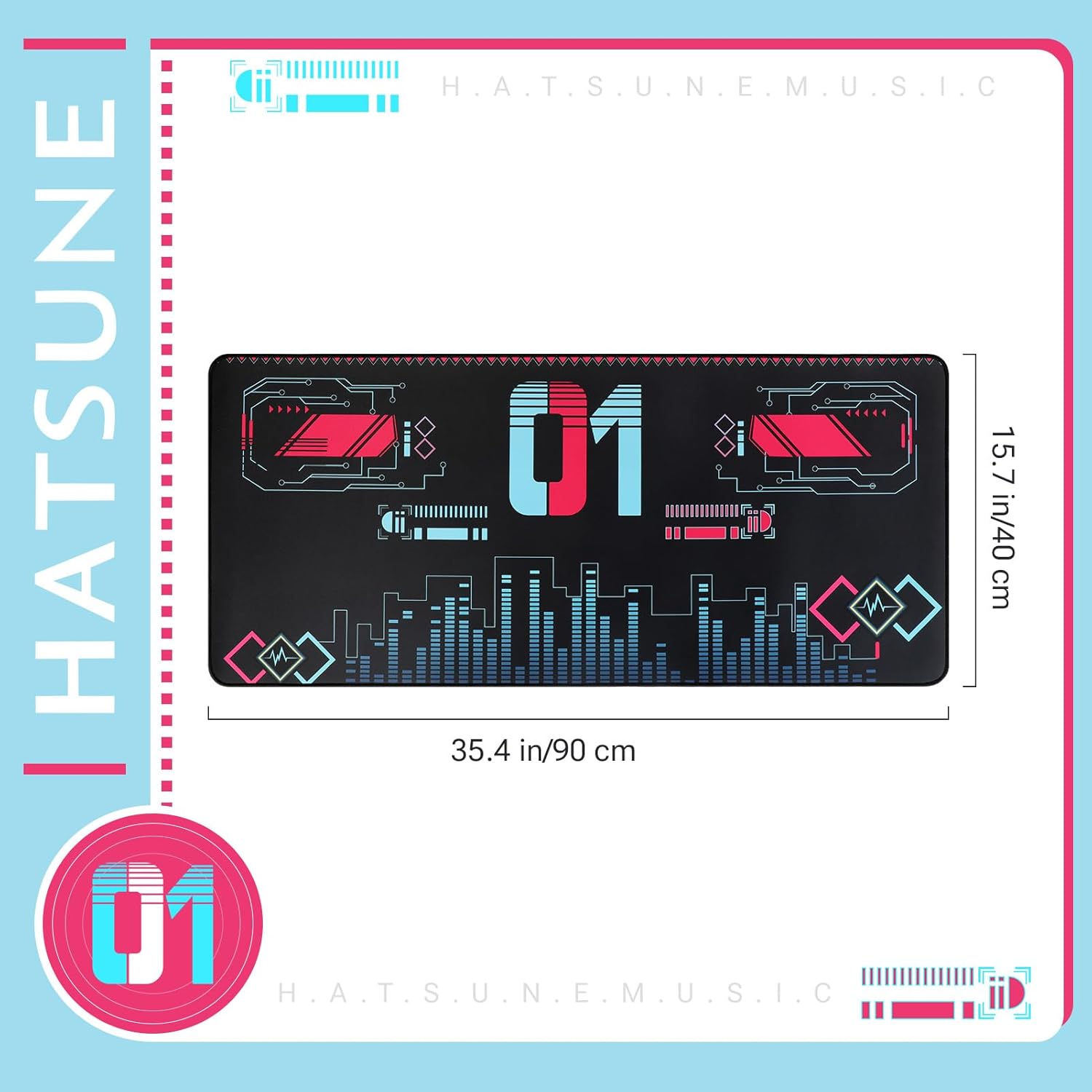 Mouse Pad 35.4x15.7 for Hatsune Miku Collaboration Series Desk Mat