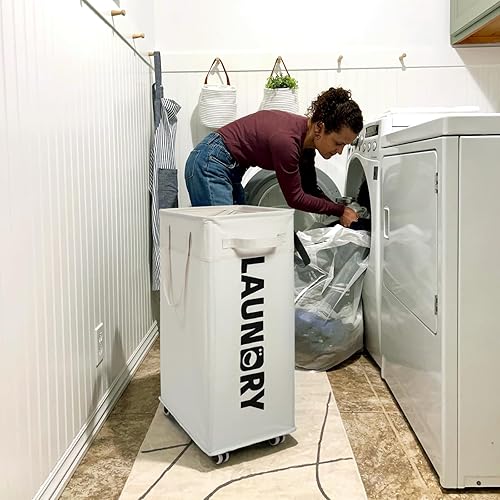 Miniatura 7 de Goodpick Laundry Baskets with Wheels and Handle, 2-Pack 75L Collapsible Laundry Baskets, Clothes Laundry Basket with Removable Wash Bags for Corner