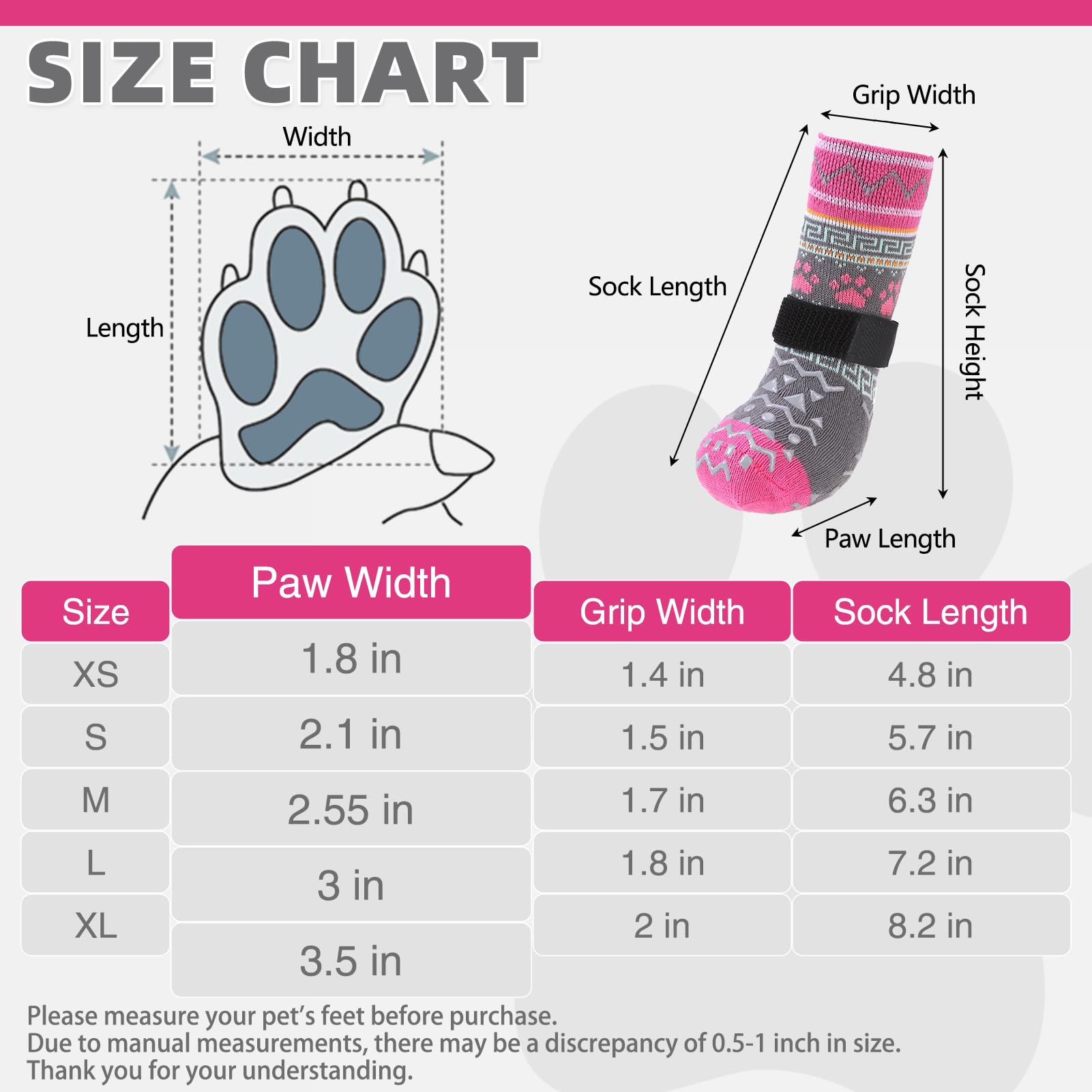KOOLTAIL Dog Socks to Prevent Licking Paws for Hardwood Floors Anti Slip Winter Warm Pet Boots&Paw Protector with Grippers - Image 2