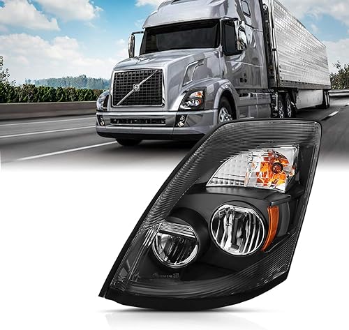 Miniatura 8 de AmeriLite Lateral Pssenger para Volvo 2004-2018 VNL y 2015-2018 VNX Negro 6000K Extreme LED High Low Beam Faros de repuesto