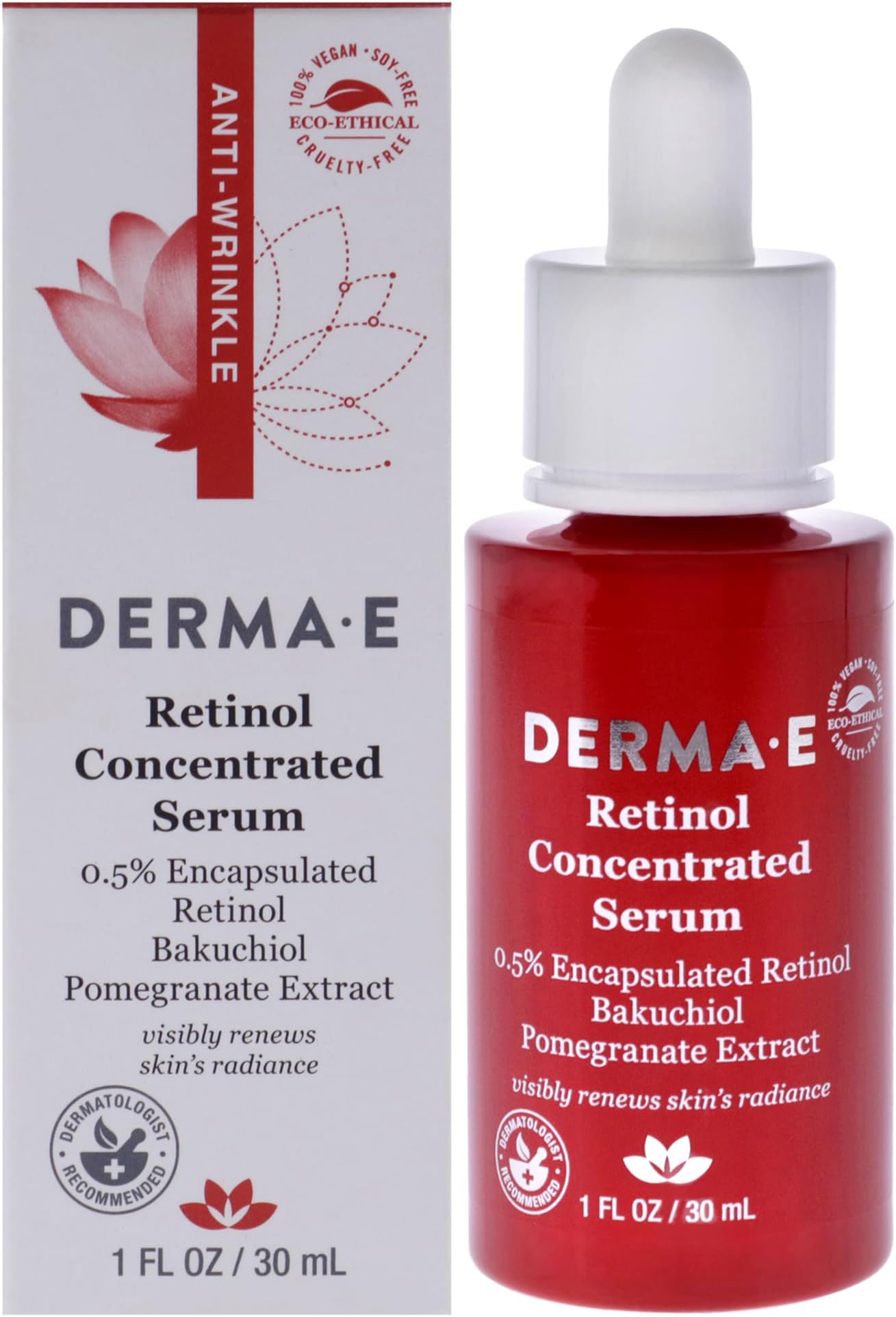 DERMA E Anti-Wrinkle Retinol Concentrated Serum for Face, 1 Fl Oz