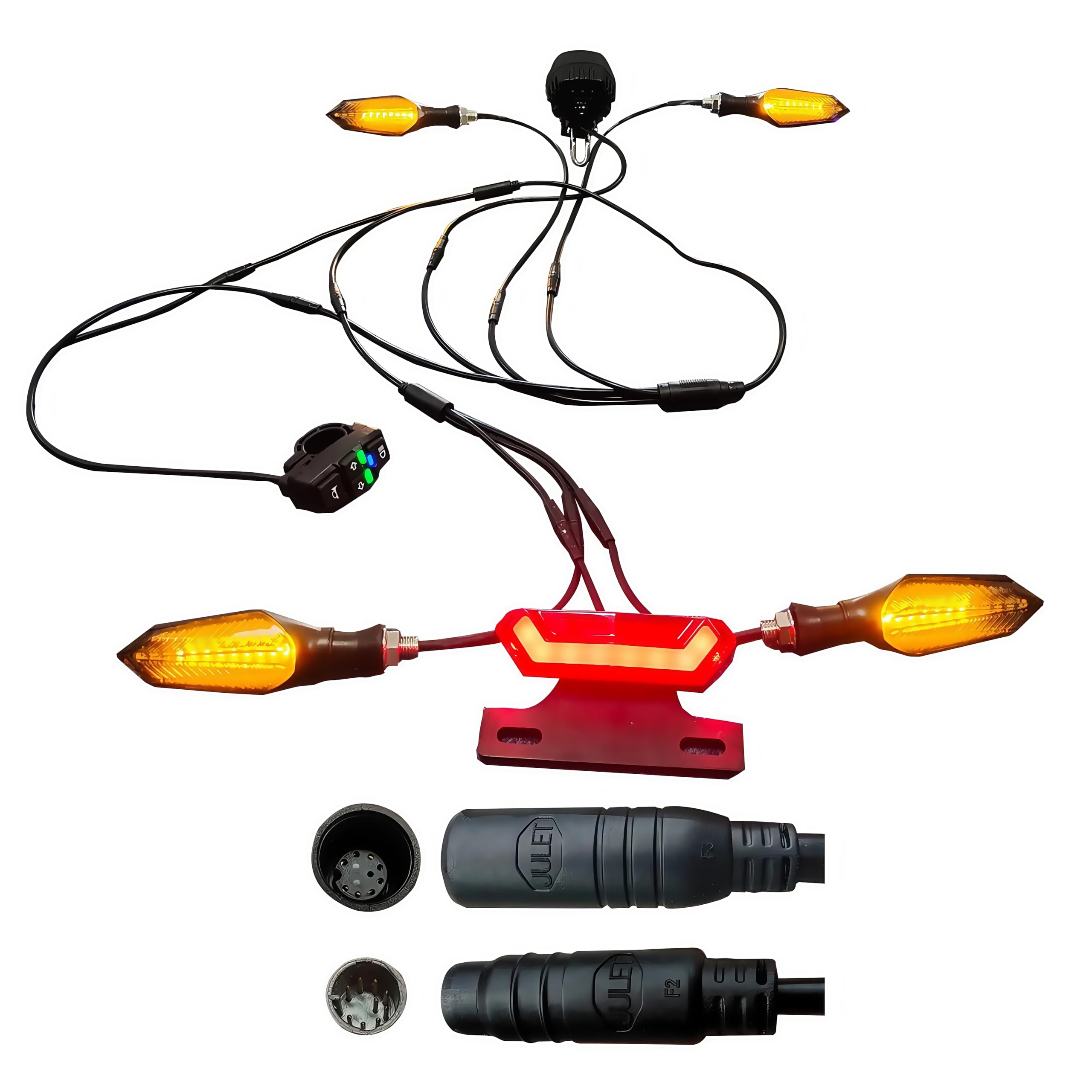Tricycle électrique 36V 48V 52V Kit D'éClairage Avant Et ArrièRe Clignotants Feux De Freinage CâBle éTanche