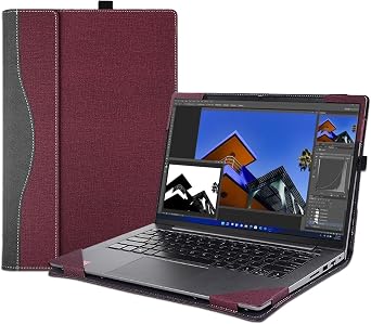 Laptop Case Cover for 13.3 inch Lenovo ThinkPad X13 Gen3 Gen2&ThinkPad L13 Yoga Gen3 Gen4&Yoga 6 13ALC7 13ABR8,2 in 1 PU Leather Notebook PC Bag Protective Shell Sleeve Burgundy