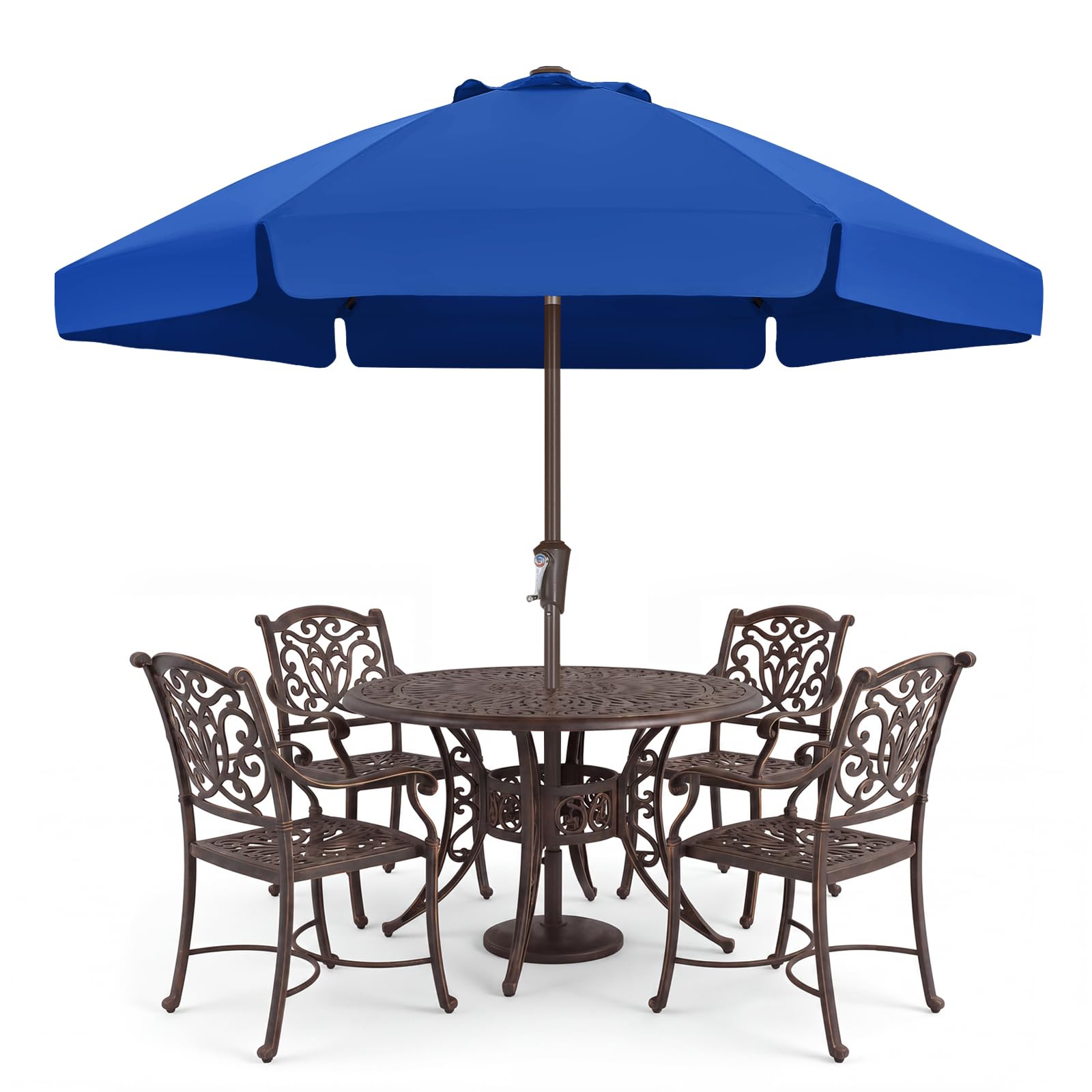 ABCCANOPY 7.5ft Scalloped Patio Umbrella, Outdoor Table Umbrella with Tilt and Crank, Fiberglass Ribs Deck Umbrella for Patio, Pool, Garden, Picnic (Royal Blue)