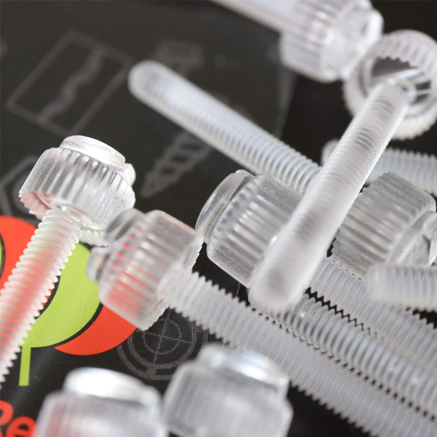 Pack of 60 Transparent Clear Plastic Acrylic Thumbscrews, slotted+knurled M5 x 30mm
