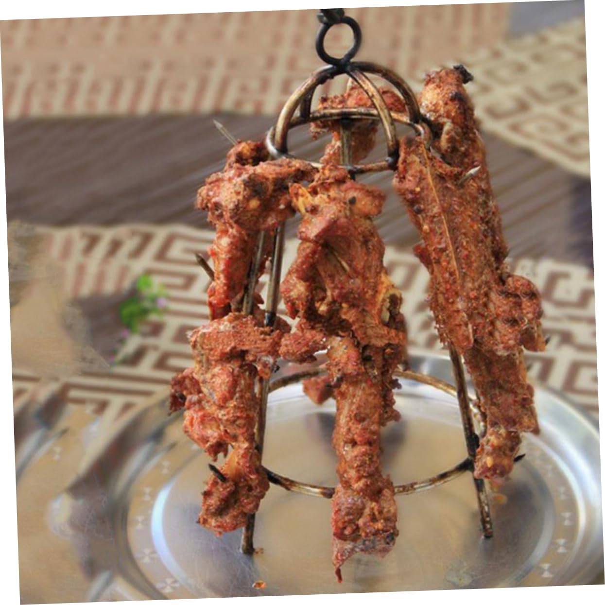 Stojak na grilla ze stali nierdzewnej z haczykami, przenośny stojak do gotowania na świeżym powietrzu, kemping, piknik i grill, łatwy do czyszczenia i przechowywania, idealny dla entuzjastów