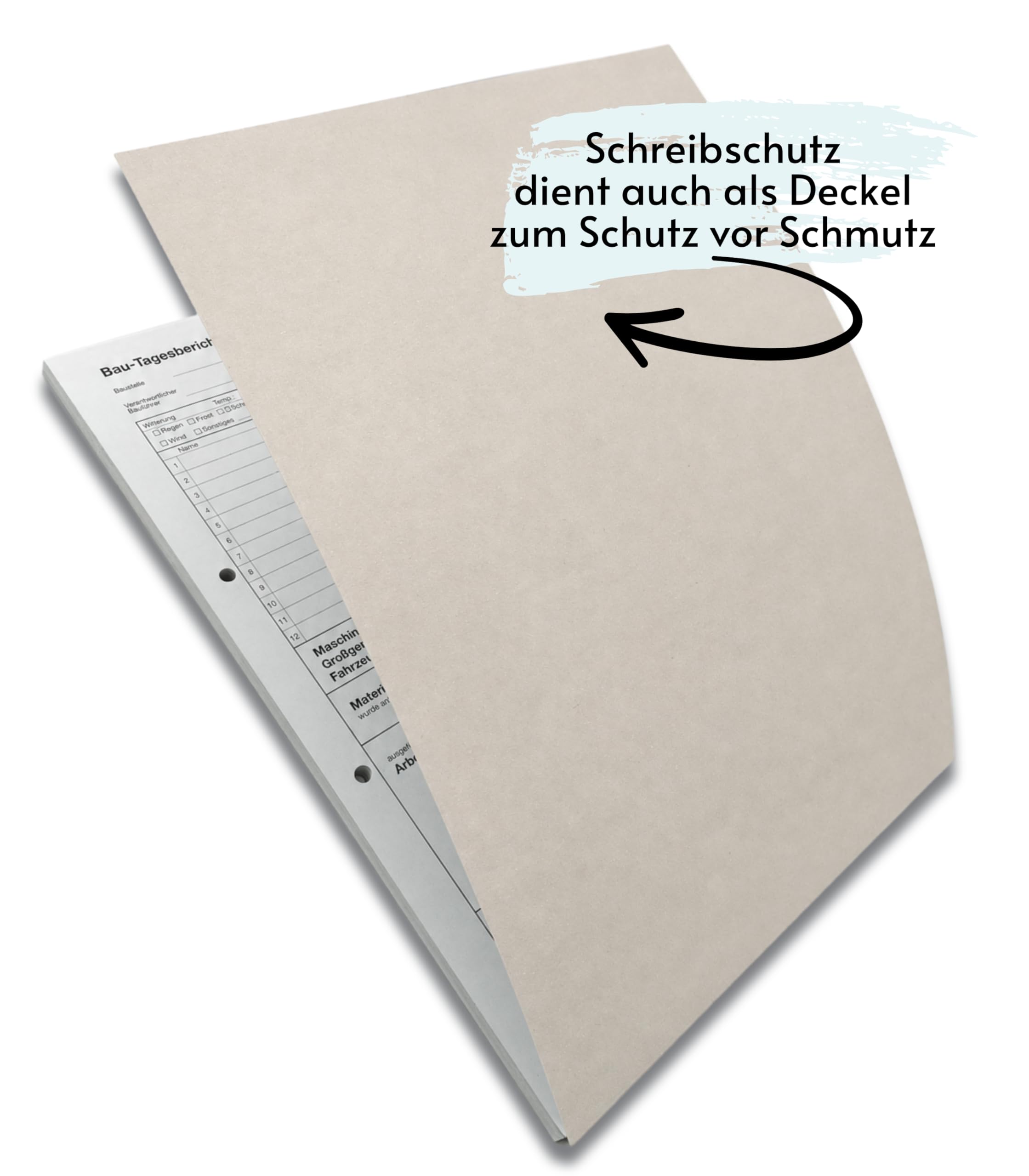 1x Bau-Tagesbericht, Baubericht DIN A4, 2-fach selbstdurchschreibend, 2x50 Blatt weiß/gelb - gelocht (22235)