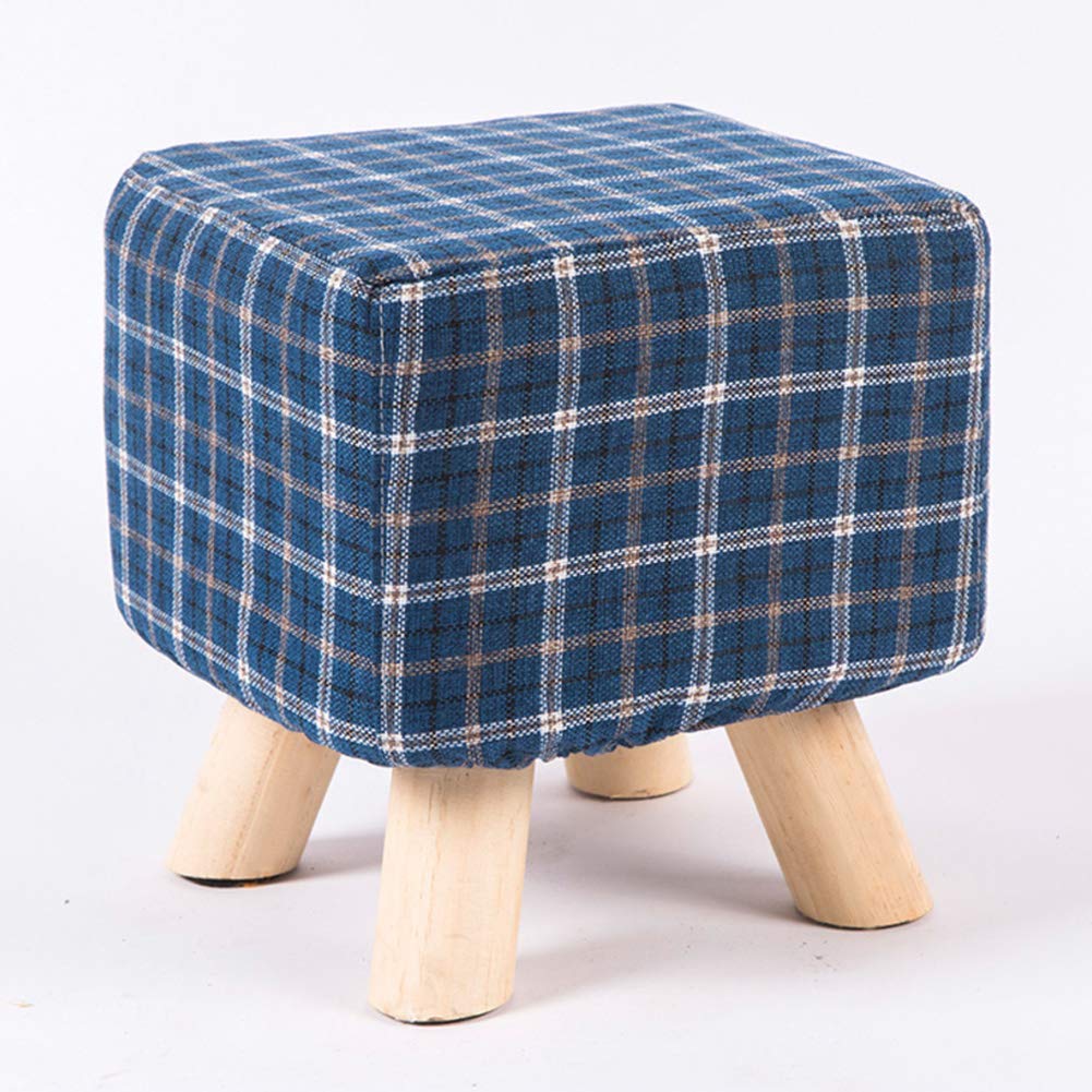 Repose-pieds ottoman en lin pouf rond rembourré bois siège chaise bureau