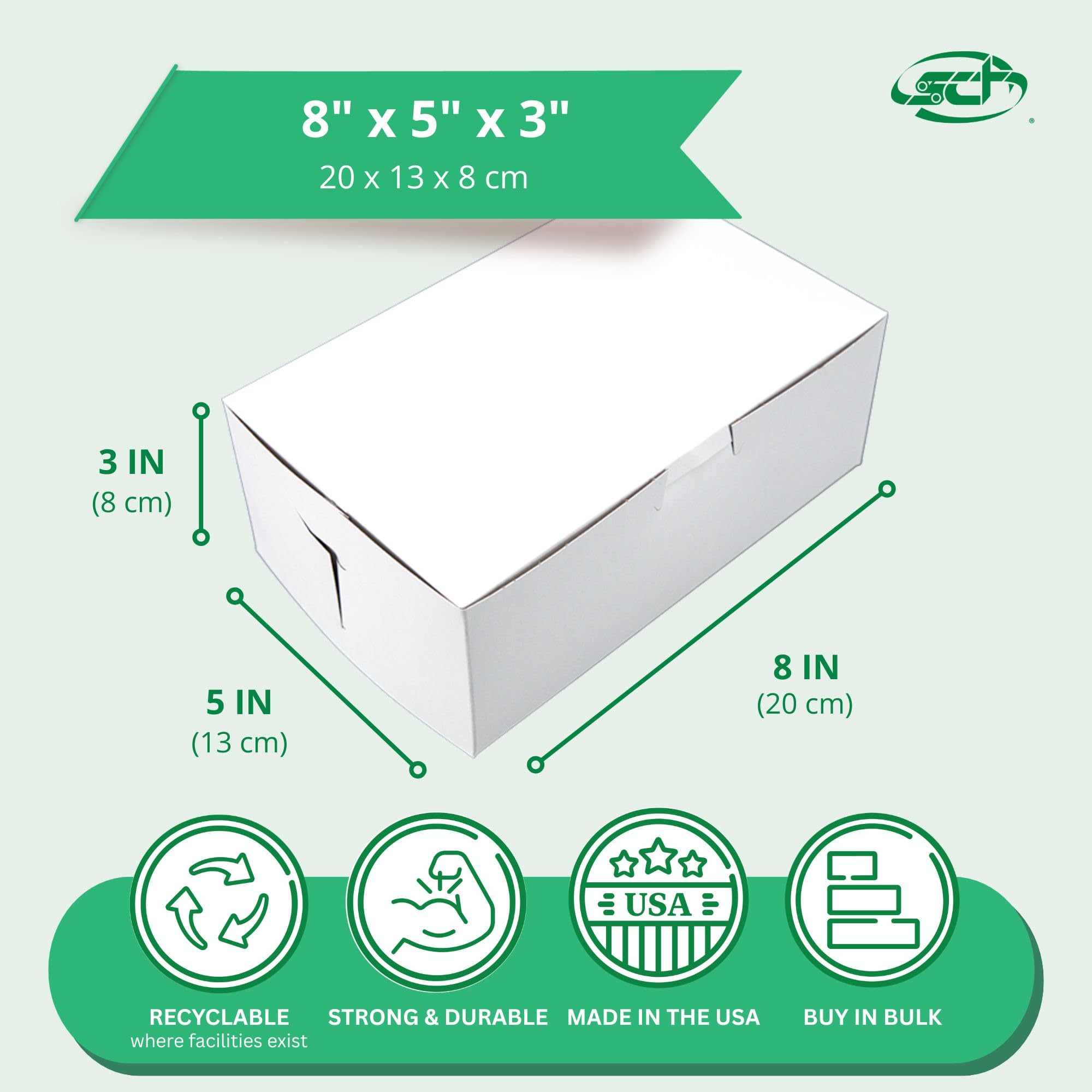 Sur de Champion bandeja 0925 Premium con revestimiento de arcilla papel Kraft cartón blanco non-window Lock esquina panadería Caja, 8 "x 5" x 3 "altura (caso de 250)