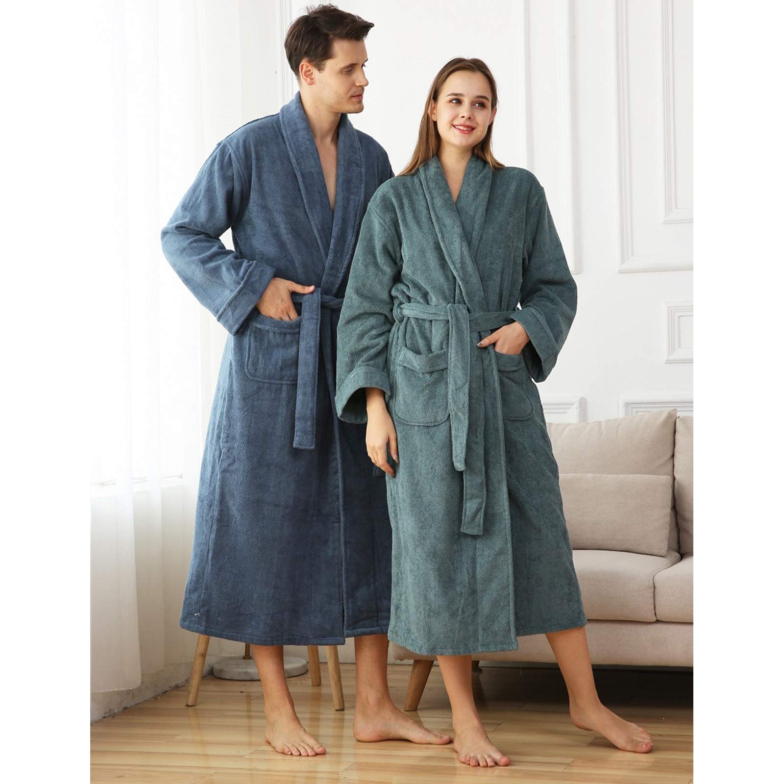 Generic Accappatoi Asciugamano Accappatoio Uomo Donna, Accappatoio Donna Soffice Addensare Cotone Kimono Accappatoi Lunghi Pigiama Camicie da Notte Leggero per Doccia