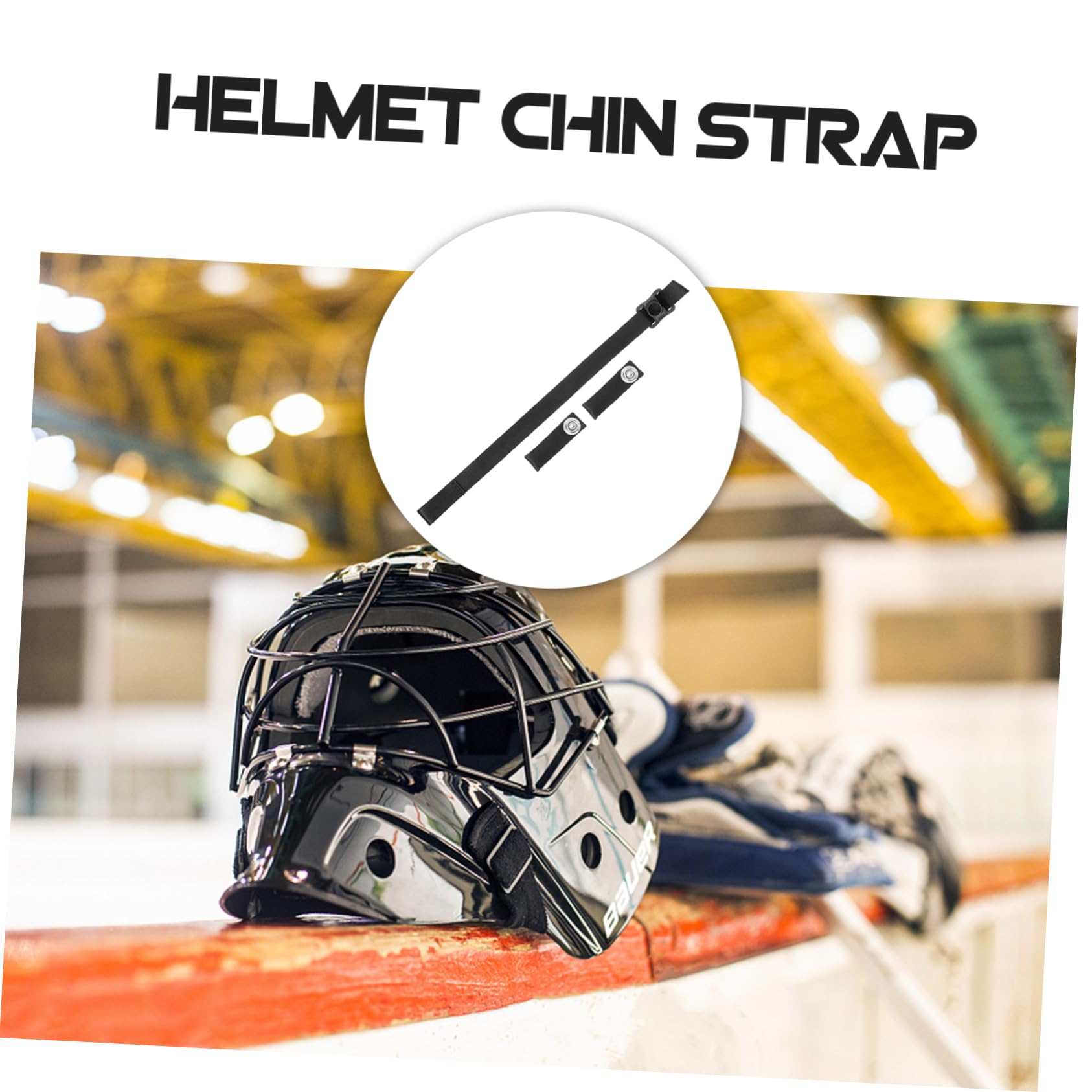 HEMOTON Correa De Barbilla De Casco De Repuesto Protector Reemplazo Acolchado Mentón Hockey Universal Accesorios De Casco Banda Hebilla Deportes Poliéster Black