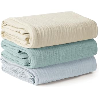 Baby Swaddling Cloth for Newborns Large Muslin Cloth 100 x 100 cm Soft Breathable Cotton Muslin Blanket Baby Swaddle Blanket for Boys and Girls Pack of 3 Sky Blue