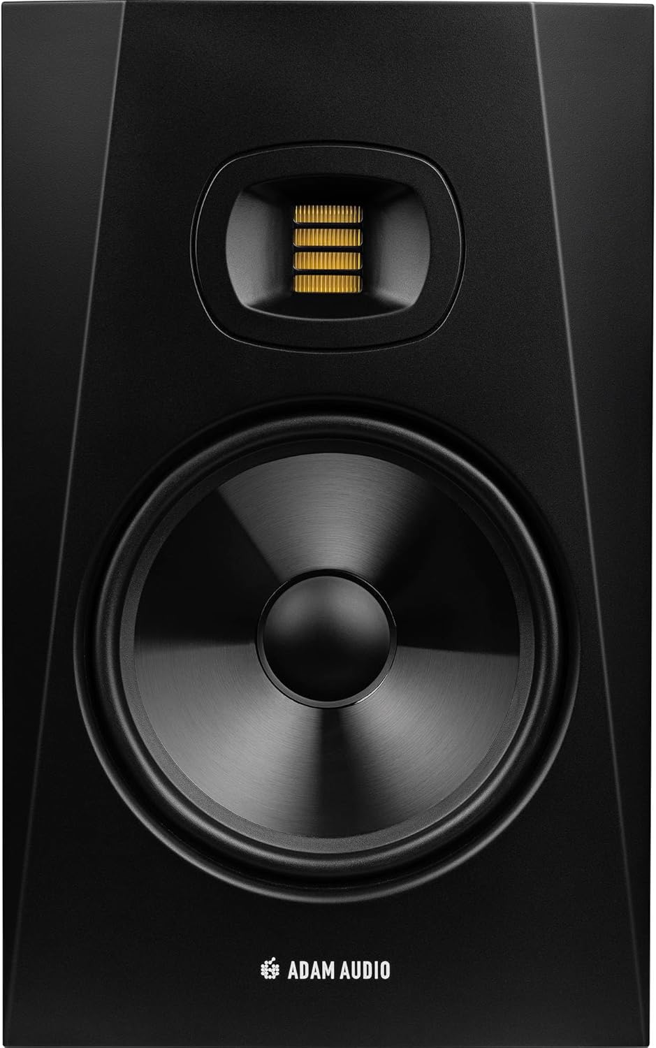 Adam Audio T8V Active Studio Monitor (Pair) with Gator Studio Monitor Isolation Pads, Calrad TRS Cable 1/4-Inch and StreamEye Polishing Cloth