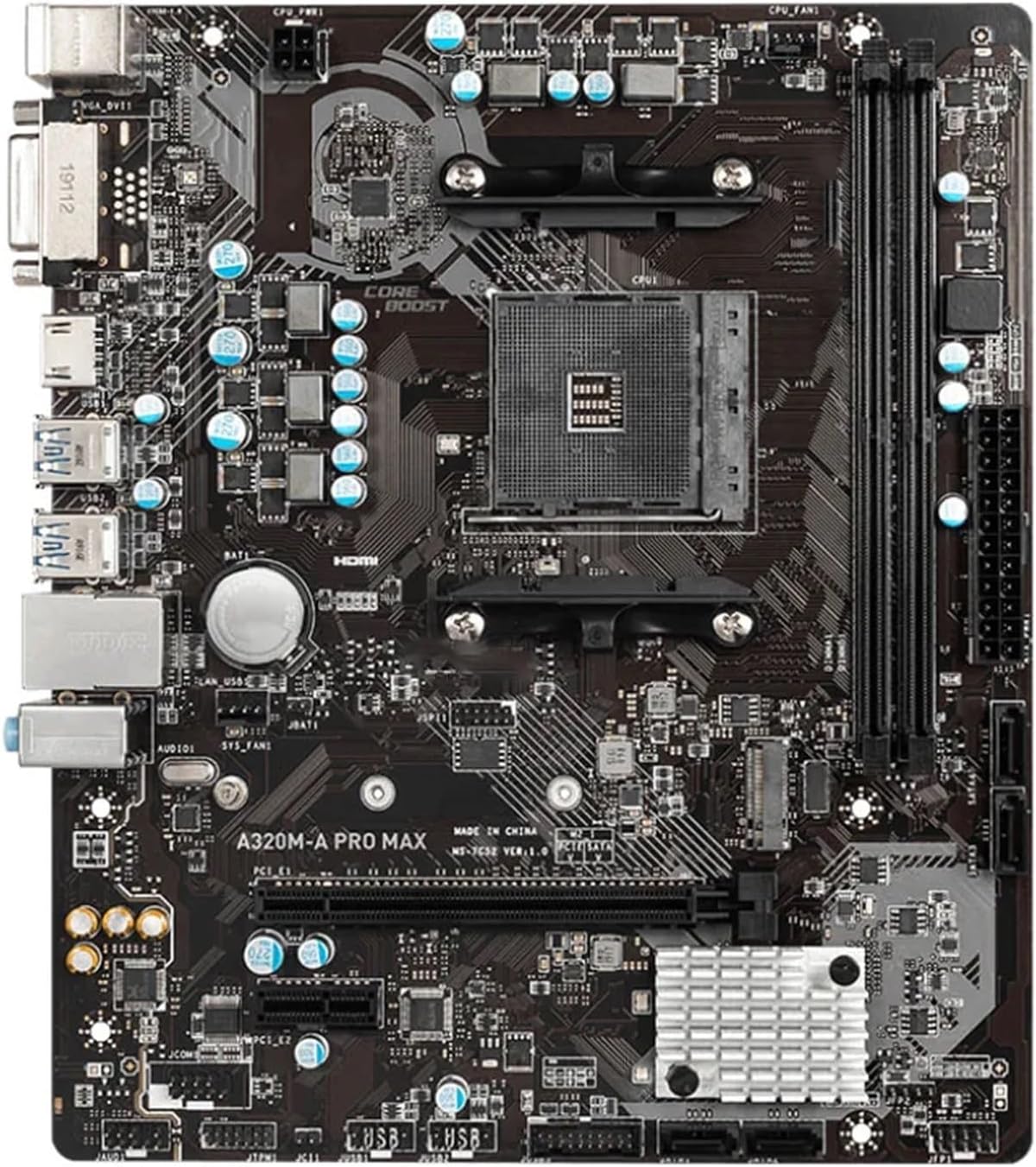Pc Motherboard Fit For MSI A320M-A PRO MAX Socket AM4 With Core Boost, DDR4 Supports Memory, Up To 3200 (OC) MHz