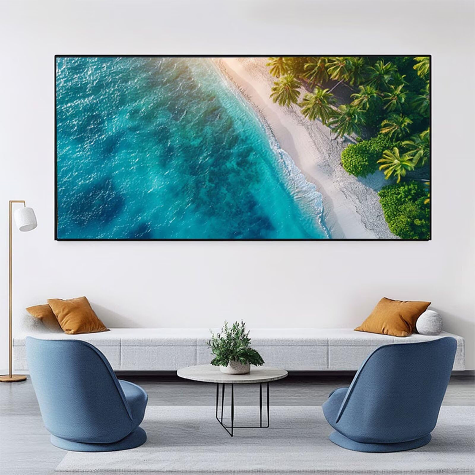 Malowanie numerami dla dorosłych malowanie morskie niebieski numer DIY kolorowanie według numeru dla dorosłych 60 x 120 cm z pędzlami i akrylami, nieoprawiony, ręczny zestaw aktywności do letniej