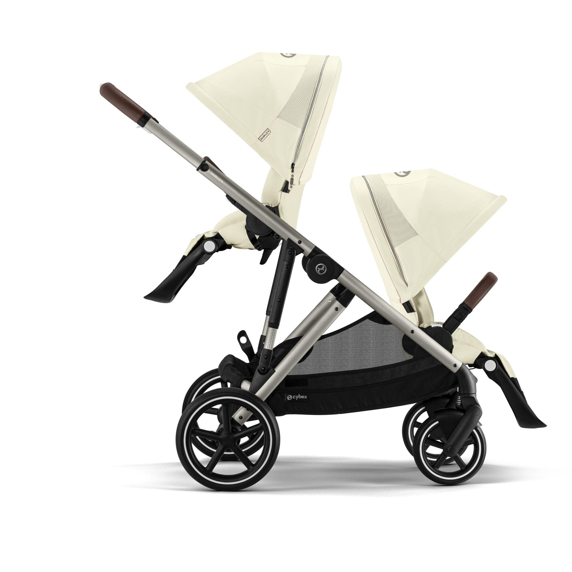 CYBEX Poussette Gold GAZELLE S, De la naissance à environ 4 ans, Max. 22 kg (mode simple) / 2x 22 kg (mode duo), Système tout-en-1 avec 20+ configurations, Beige coquillage