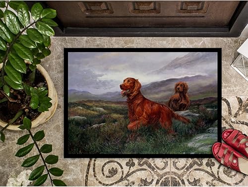 Miniatura 3 de Caroline's Treasures HEH0081MAT Irish Setters by Elizabeth Halstead - Felpudo de 18 x 27 pulgadas, tapete para puerta delantera, interior y