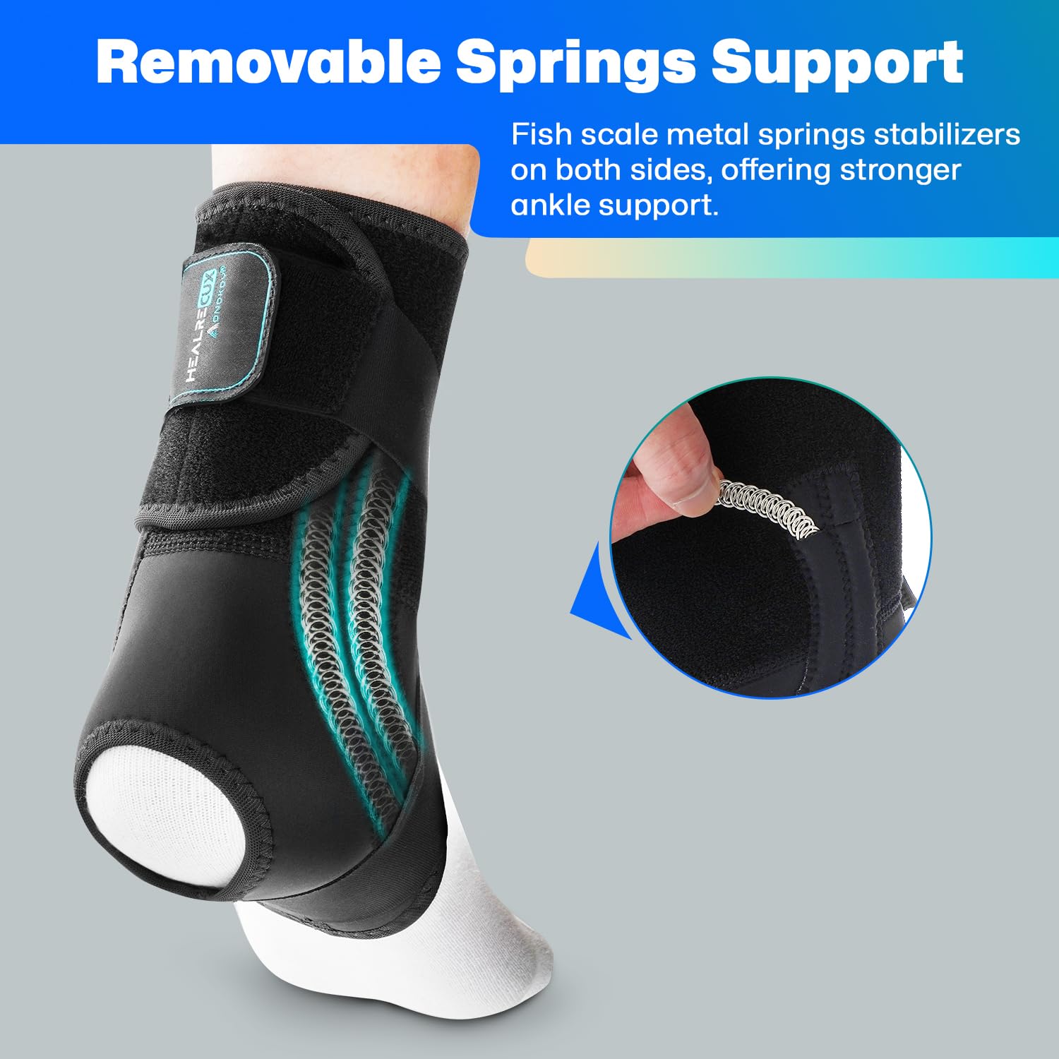 Soporte para la Periostitis Tibial, Tobillera para Mujeres y Hombres, Soporte de Tobillo Ajustable para la recuperación de Lesiones por esguince de Tobillo con resortes metálicos