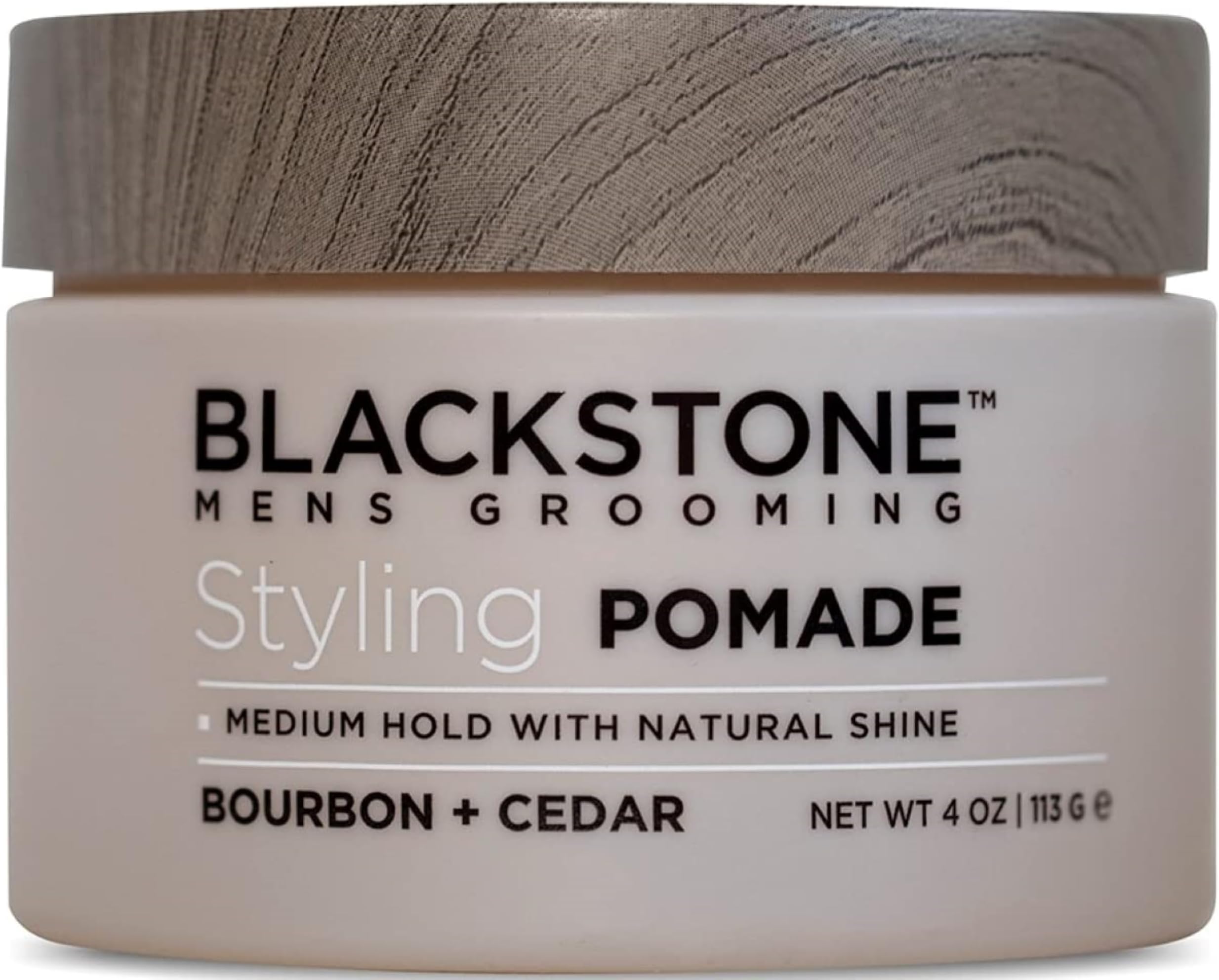 Men's Grooming Hair Styling Pomade - Medium Hold with Natural Shine | Bourbon + Cedar (4 oz)