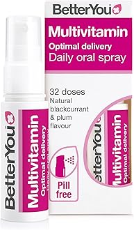 BetterYou MultiVit Daily Oral Spray, Pill-free Multi Vitamin Supplement, 14 Essential Nutrients to Support Health and Wellbeing , 1-month Supply, Natural Blackcurrent and Plum Flavour