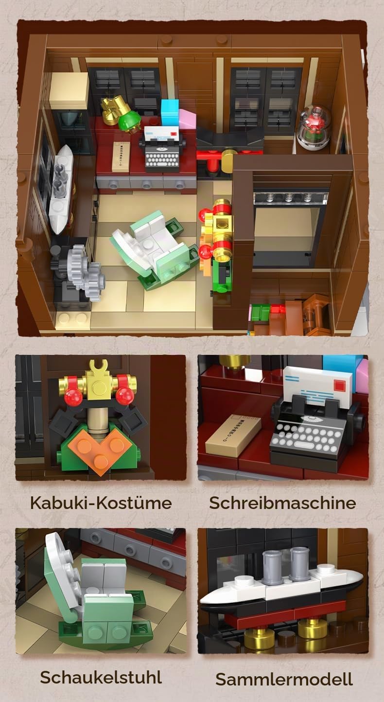 CaDA Japanese Bookshop Building - 1292-teiliges Ziegelmodellbausatz C66020W