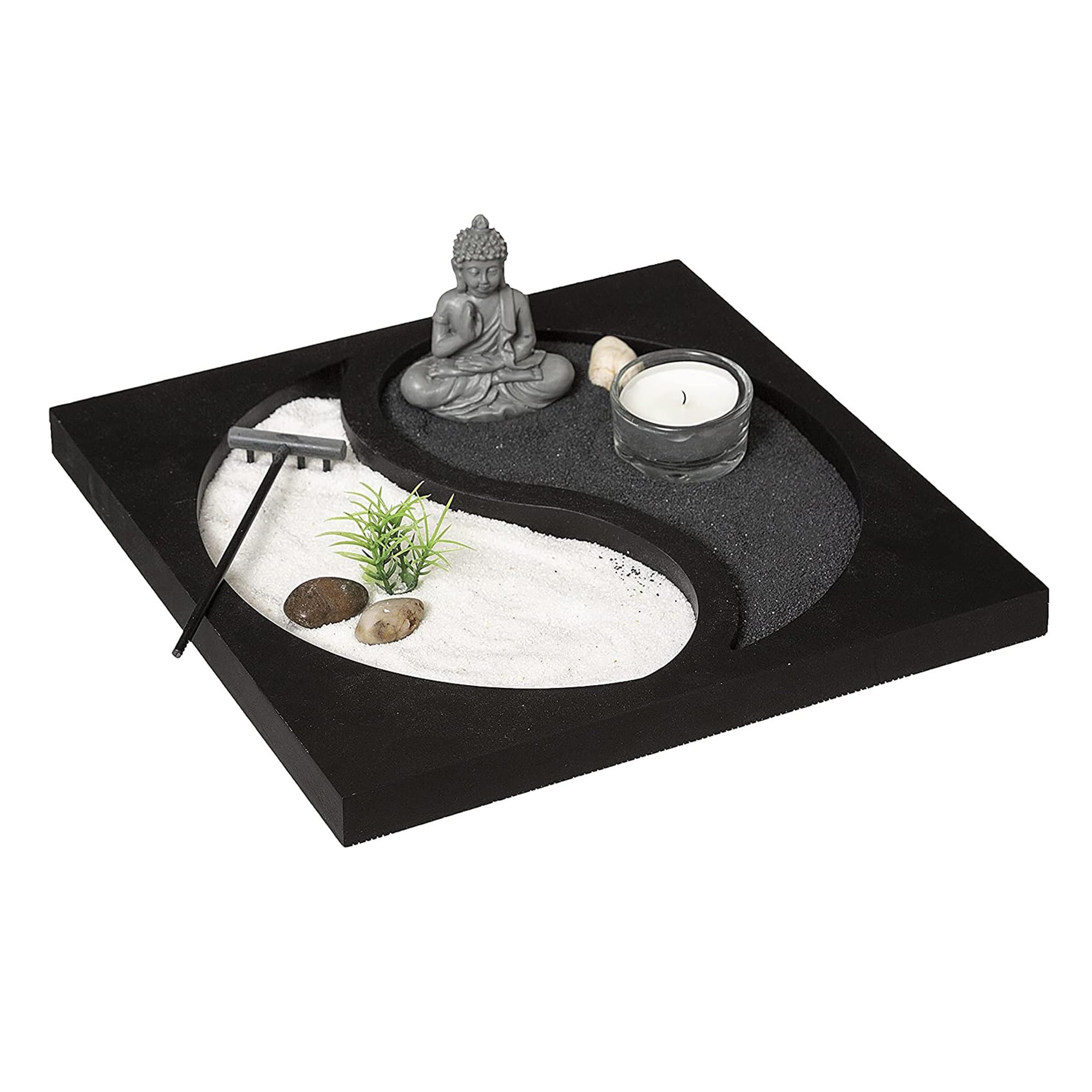 WELL HOME - Jardín Zen Yin Yan con piedras, portavelas y arena