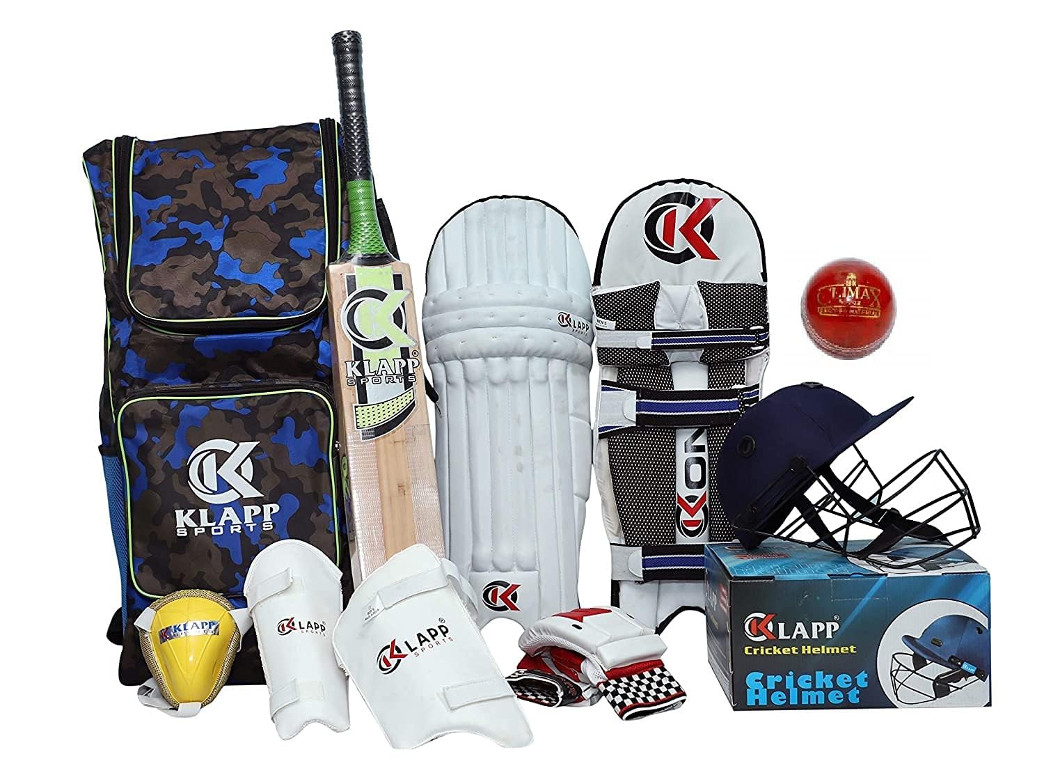 Klapp Champion Cricket Kit, Cricket Set with Leather Ball (‎Youth)