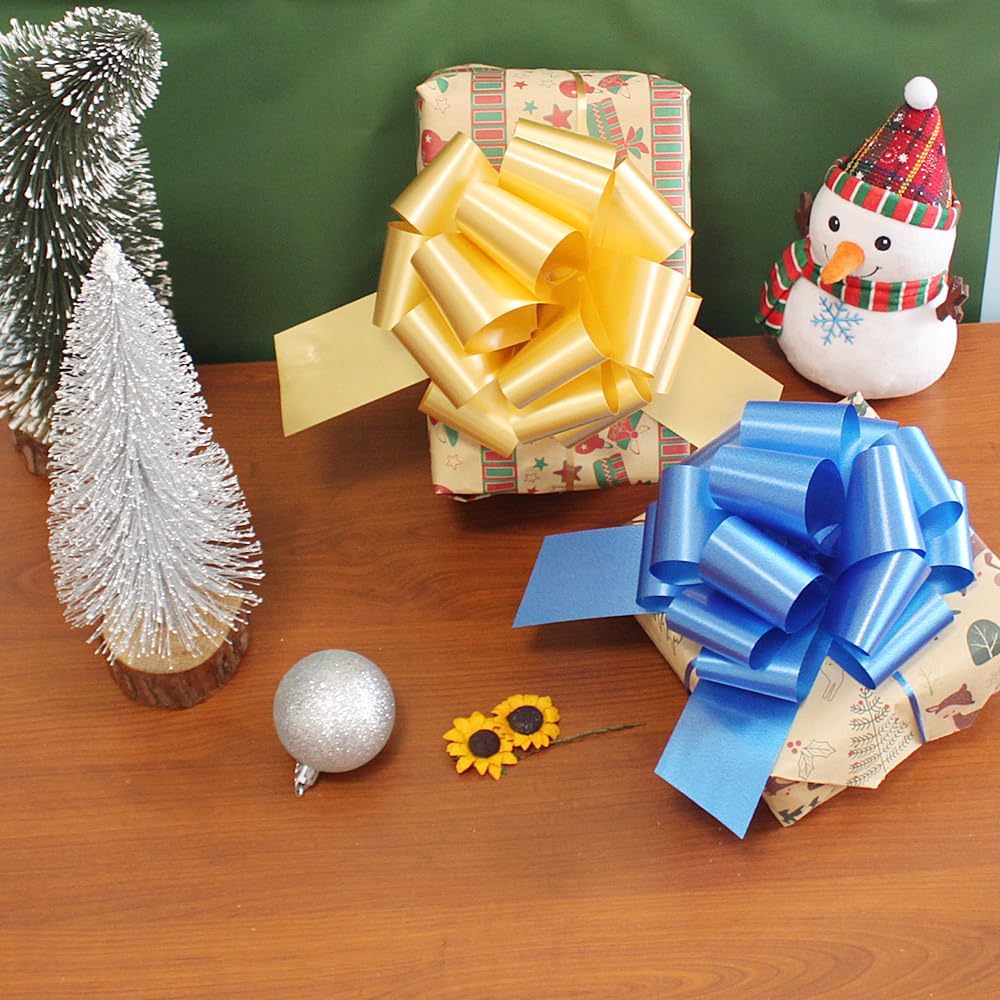 12 Pcs Pull Bows for Gift Wrapping, Blue Gift Bows - 6 Inch Ribbons for Christmas, Birthday, Wedding & Florist Packaging - Image 3