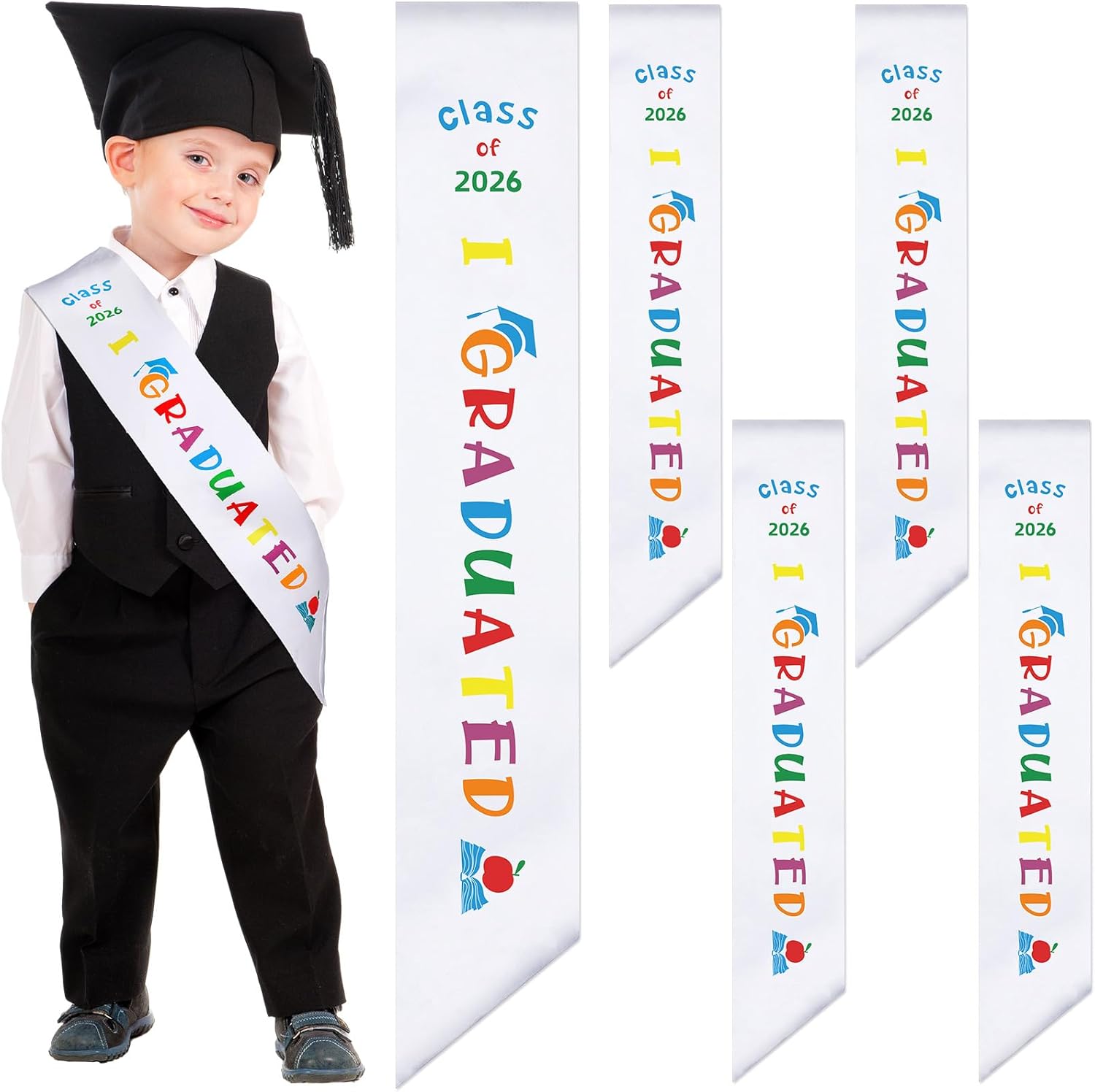 Berlune Kids Preschool Graduation Sash Class of 2026 Preschool Kindergarten Graduation Stoles Sash Bulk for Kids Students