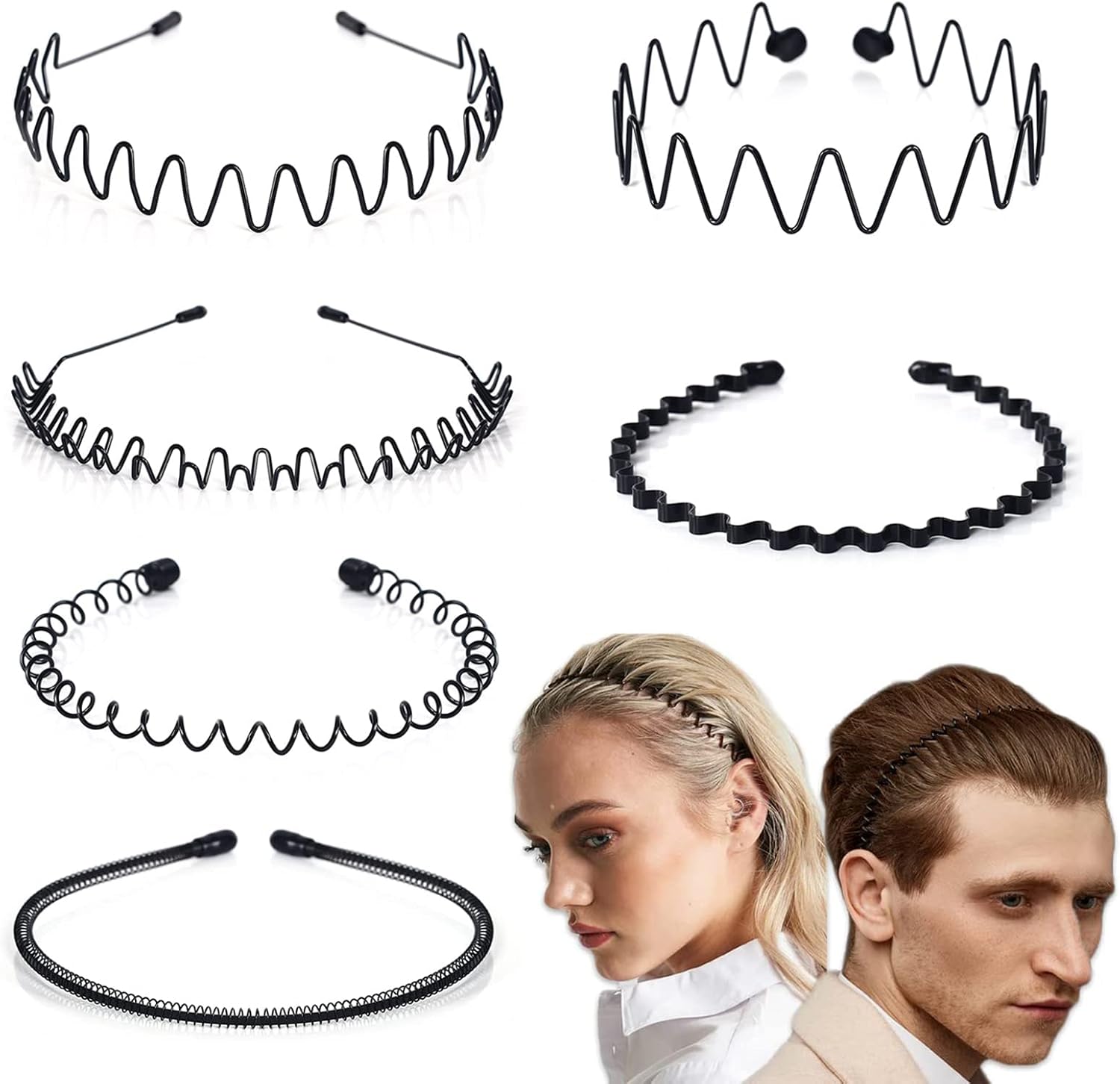 Metal Headband Mens Hair Band NonSlip Sports Hair Hoop for Men Black