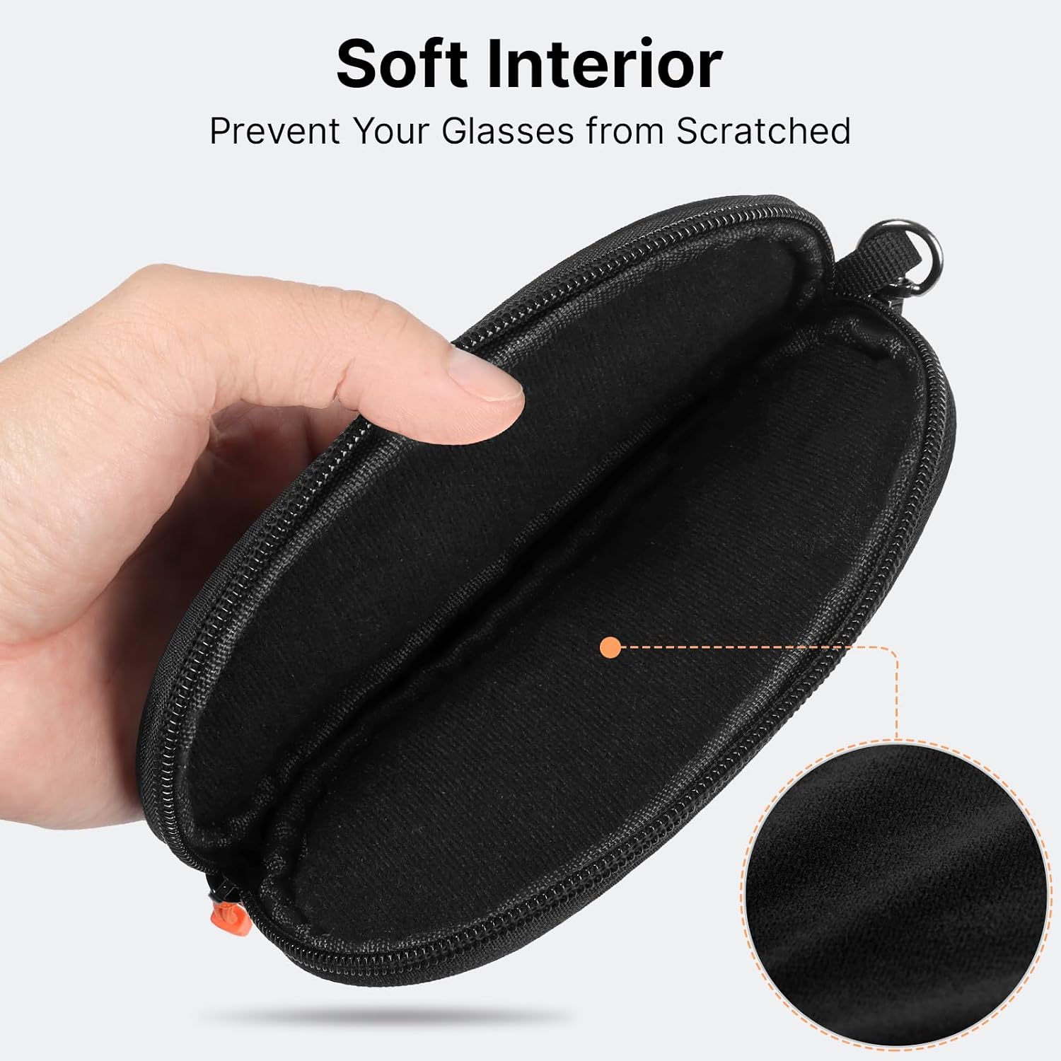 Soft Eyeglasses Case with Clip, Ultra Light Sunglasses Travel Case with Zipper, Portable Eyewear Storage for Men Women