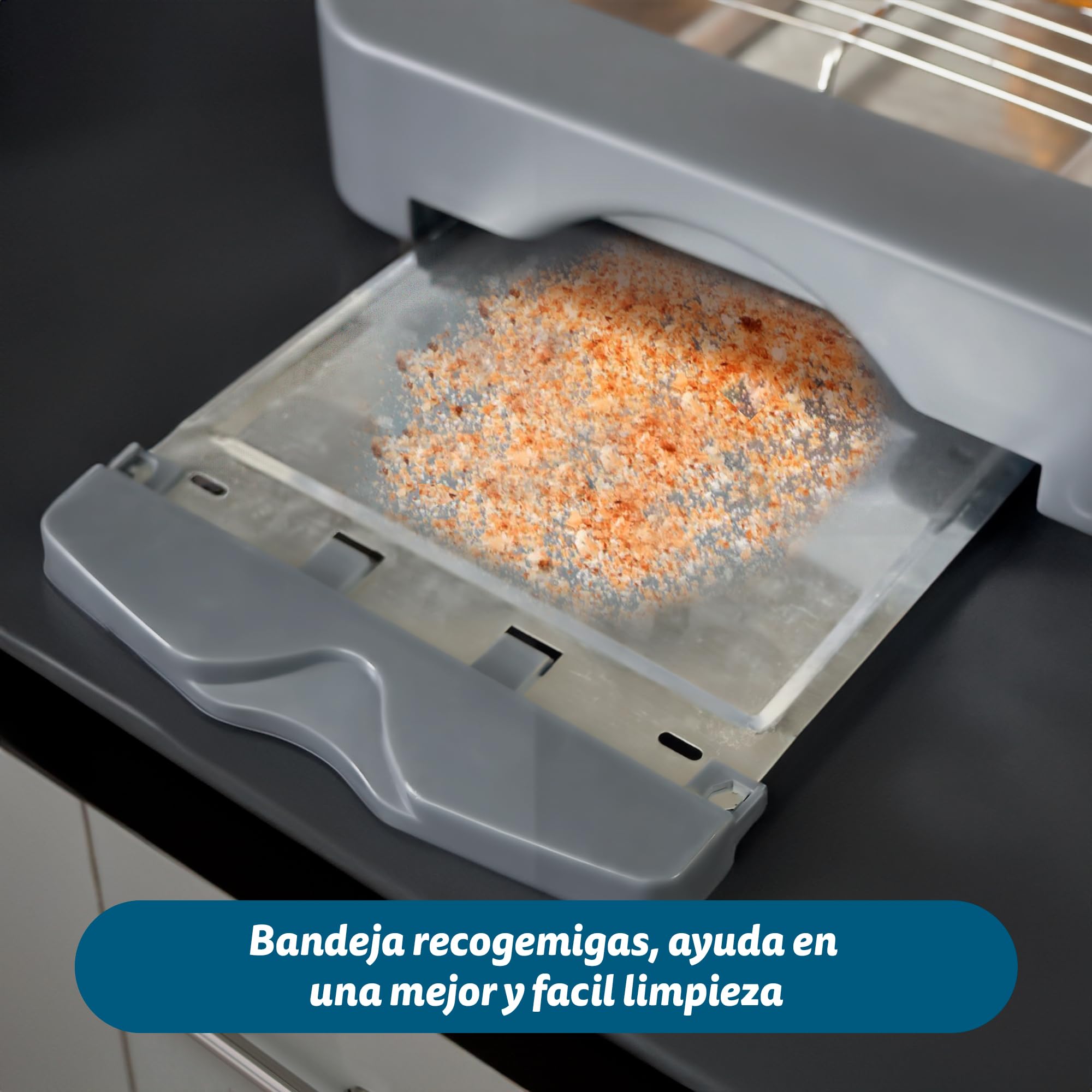 Tostadora de Pan Plana para 2 Rebanadas de 350W - Compacto con on/off sin Temporizador - Señal Acústica de Finalización - Bandeja Recogemigas Extraíble - Compacto