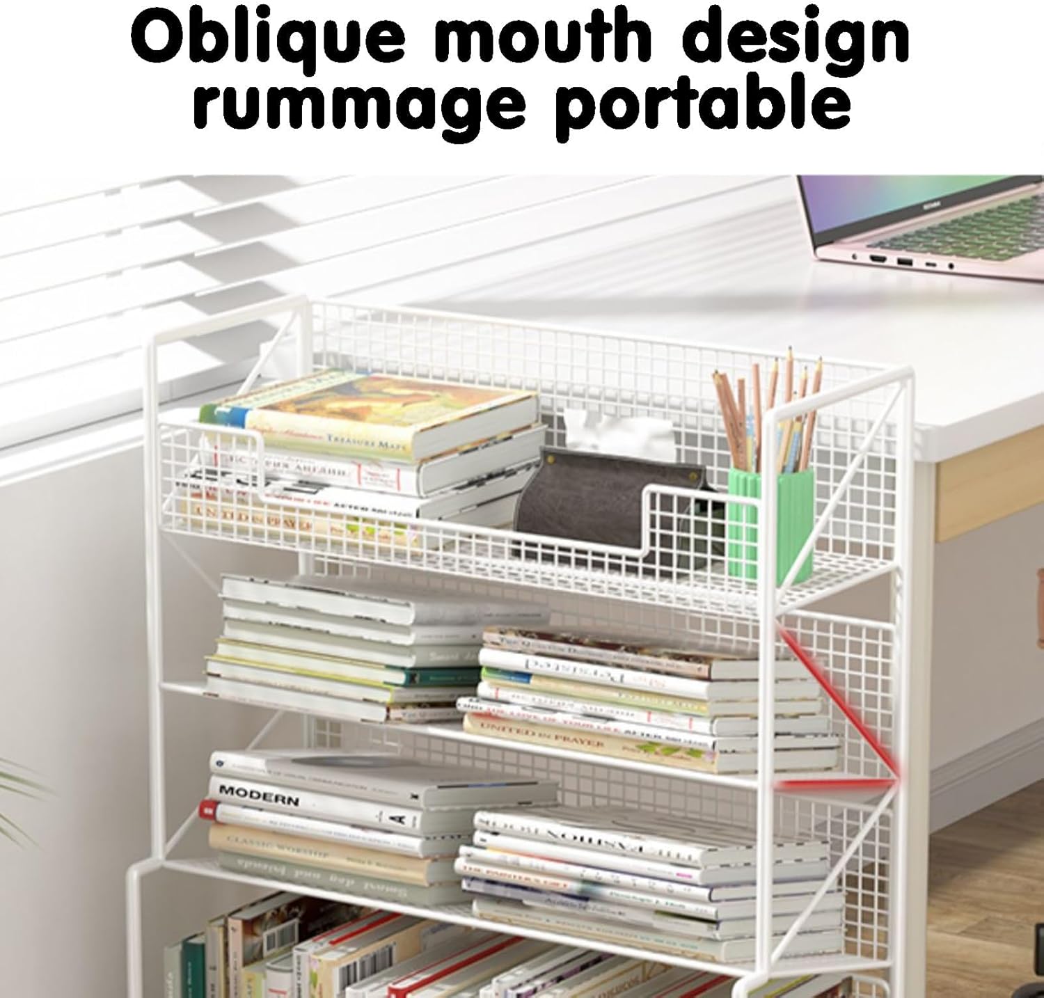 Book cart4 Tier Mobile Bookshelf Metal Rolling Utility cart Heavy Duty Corner Display Rack Magazine Rack for Office, Dorm, Classroom,Library, Living Room,Gold