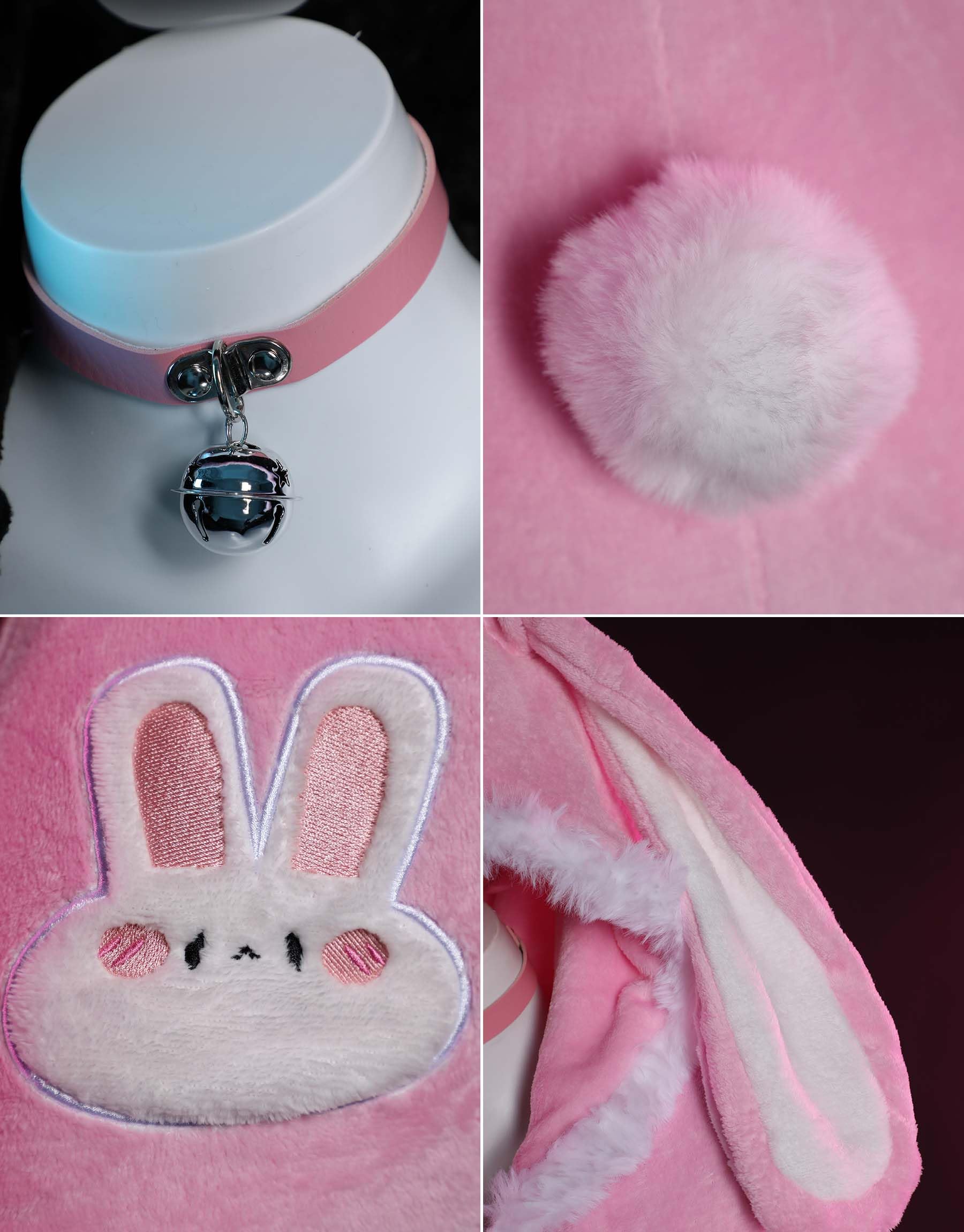 Mobbunny Cute Bunny Ear Onesie Pajama Fuzzy Romper Long Sleeve Loungewear Hooded Jumpsuit Zipper Fluffy Homewear with Socks: Medium Pink