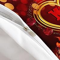 Vista 78 de AILONEN Juego de funda de edredón de rosas rojas tamaño Queen, juego de ropa de cama 3D con rosas rojas aceitadas para niñas, funda de edredón