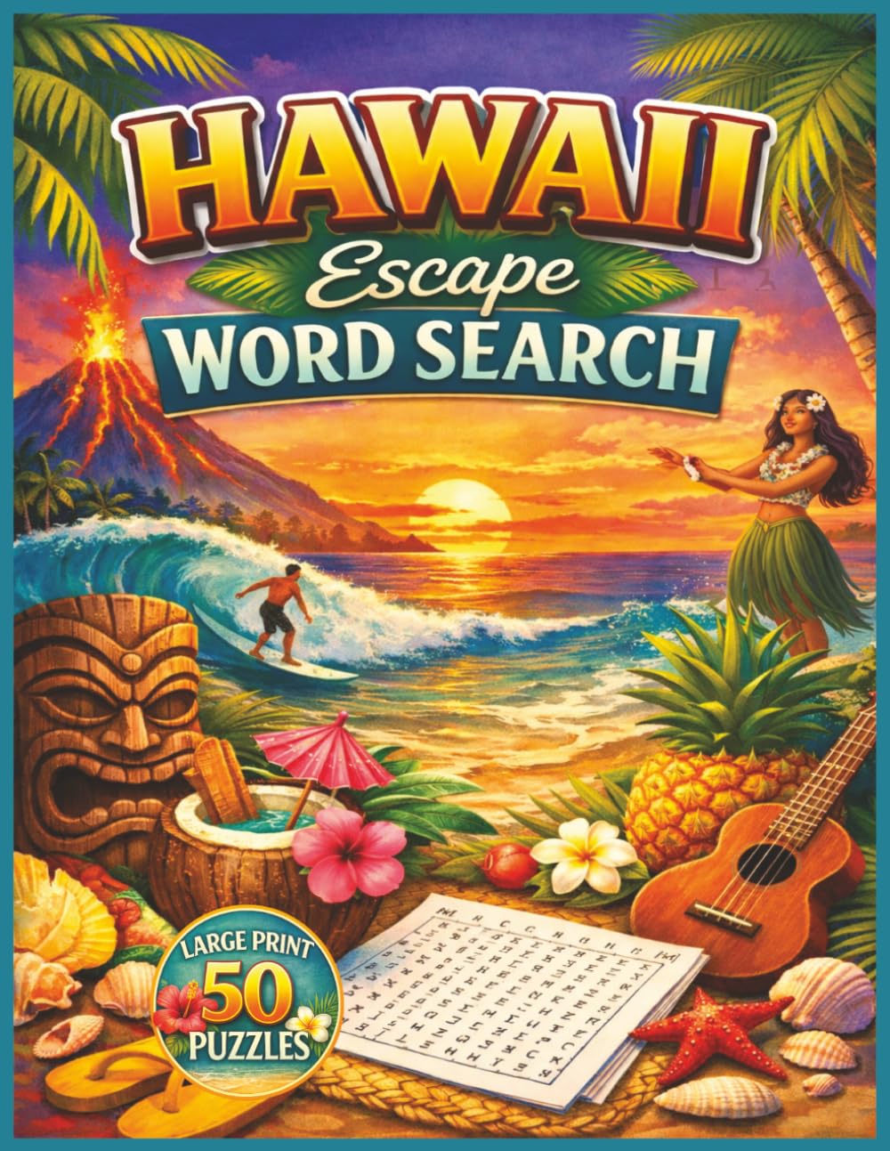 Hawaii Escape Word Search: 50 Large Print Tropical Puzzles for Adults | Relaxing Beach, Island & Vacation-Themed Word Searches for Stress Relief and Fun