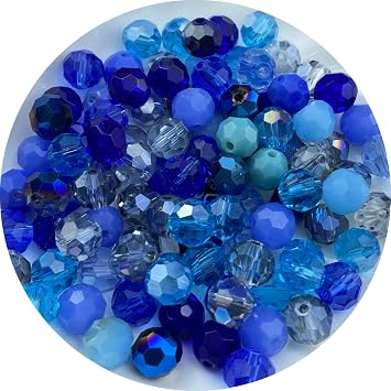 400pcs 4mm Round Crystal Glass Beads Round Faceted Spacer Beads for Jewelry Making Bracelet Earring Necklace Wind Chimes Suncatchers DIY Craft Making SuppliesBlue Series