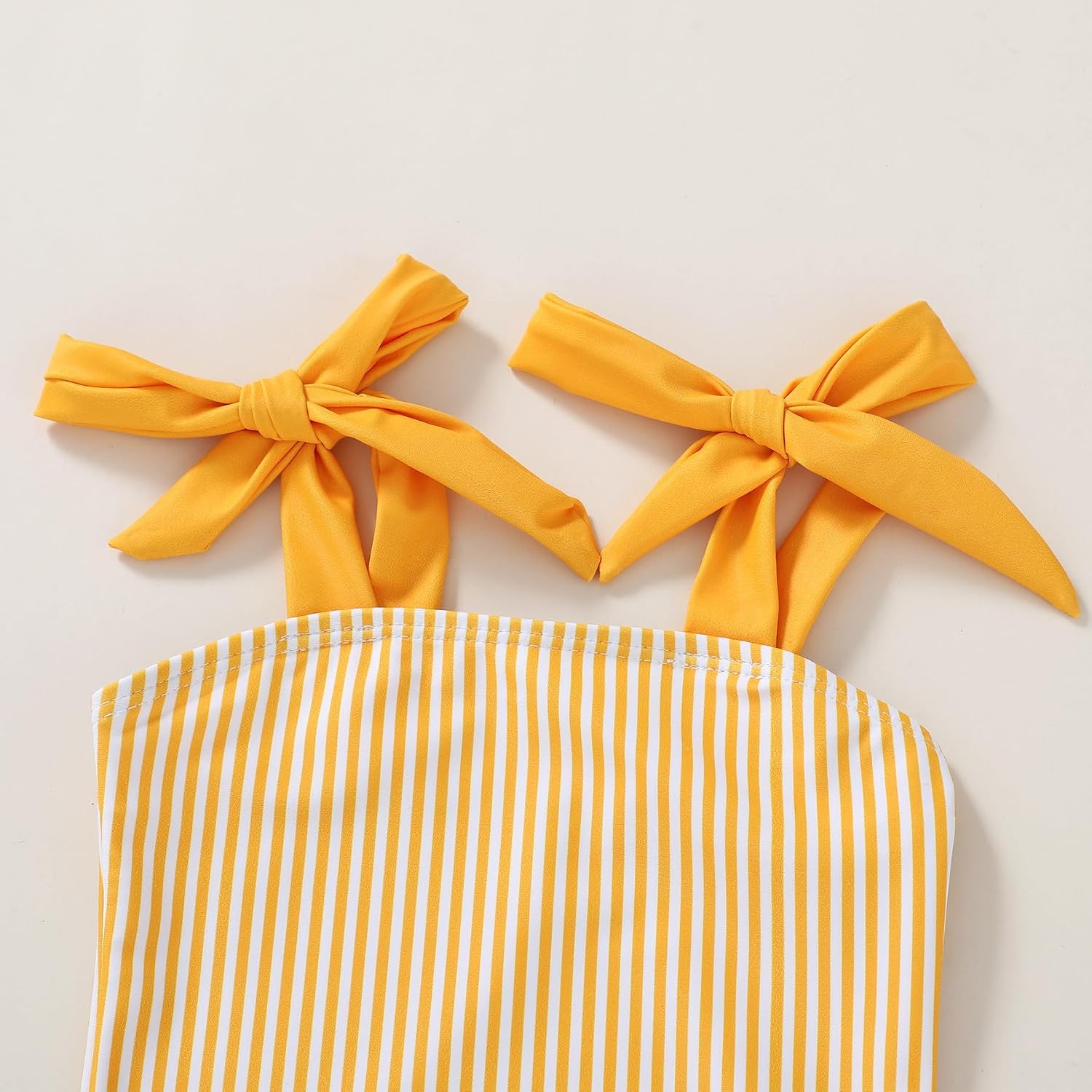 YOUNGER TREE Toddler Swimsuit Girl Color Stripe One-Piece Swimwear Baby Girl Bathing Suits （Orange-Stripe, 6-9 Months）