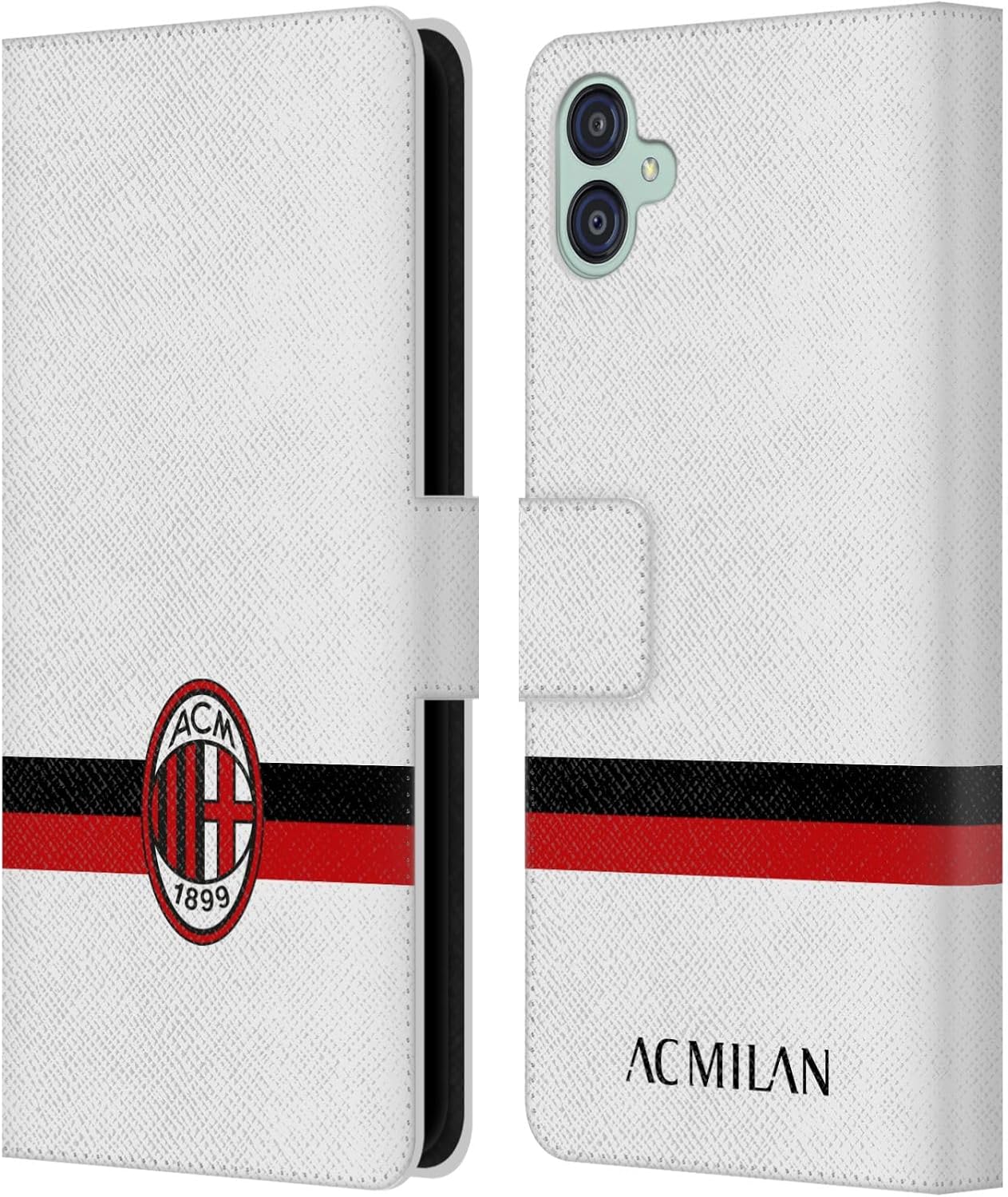 Head Case Designs Officially Licensed AC Milan White Crest Leather Wallet Case Compatible with Samsung Galaxy M04 5G / A04e