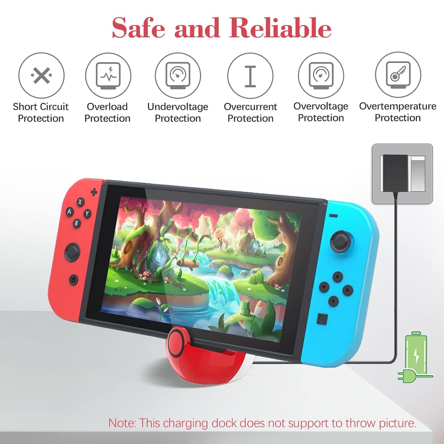 Antank Charging Dock Compatible with Nintendo Switch and Switch Lite, no Projection Charging Stand, Mini Portable Docking Station Easy for Travel Red & White