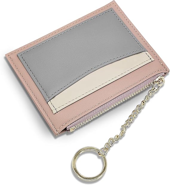 Porte-cartes De Crédit Fin Pour Femme - Cuir Synthétique Avec Porte-clés, Fenêtre Pour Carte D'identité