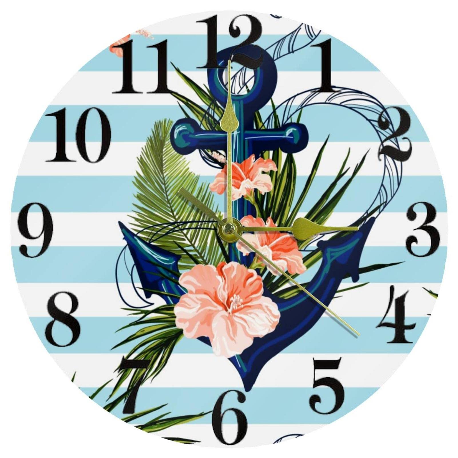 Horloge murale de maison ancre et fleur pour chambre d'enfant