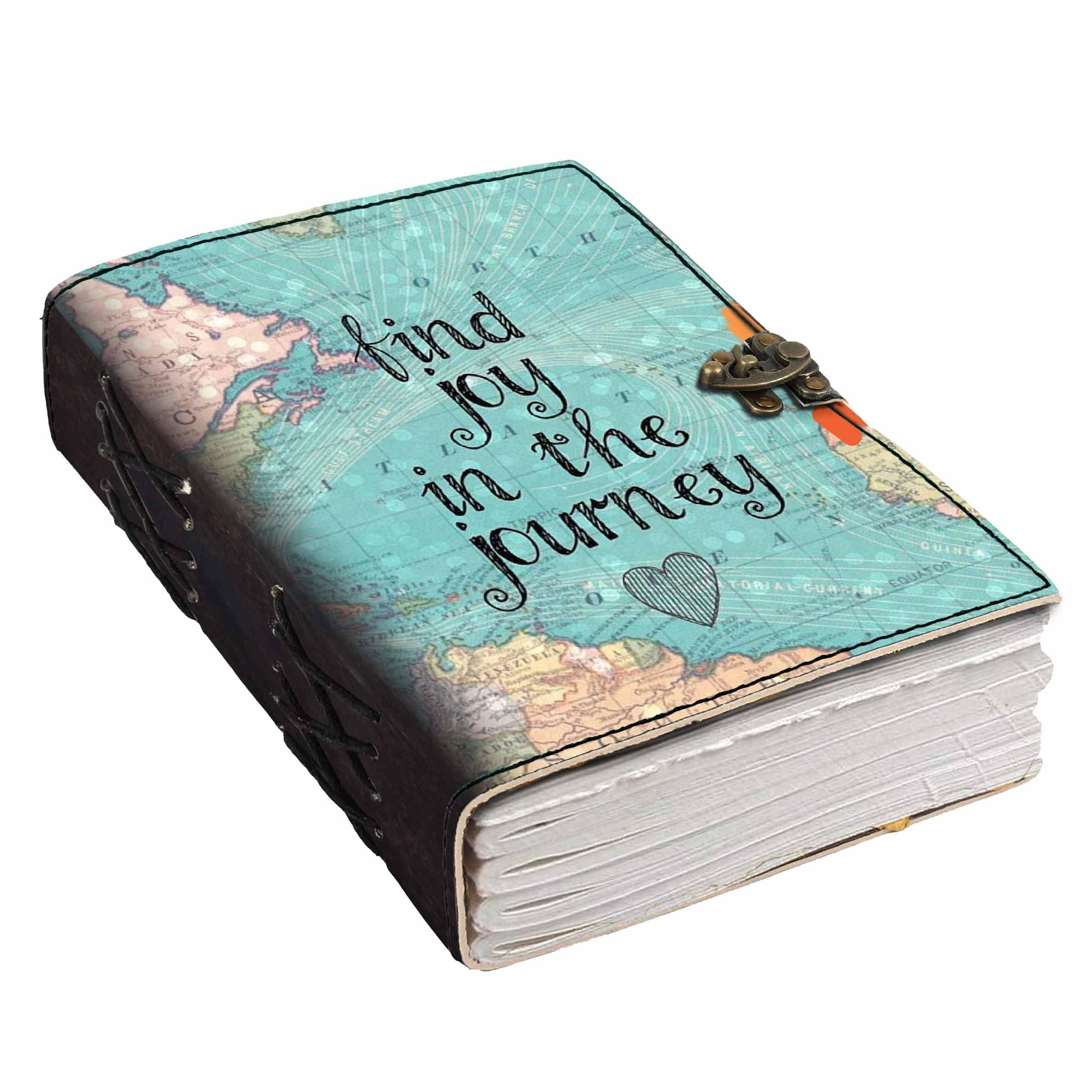 DI - KRAFT Leather Find Joy In The Journey Printed Blank Pages Journal