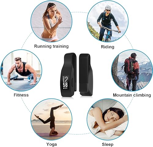 Miniatura 6 de Paquete de 3 clips para Fitbit Inspire o Inspire HR, negro + azul medianoche + gris (no para Inspire 2)