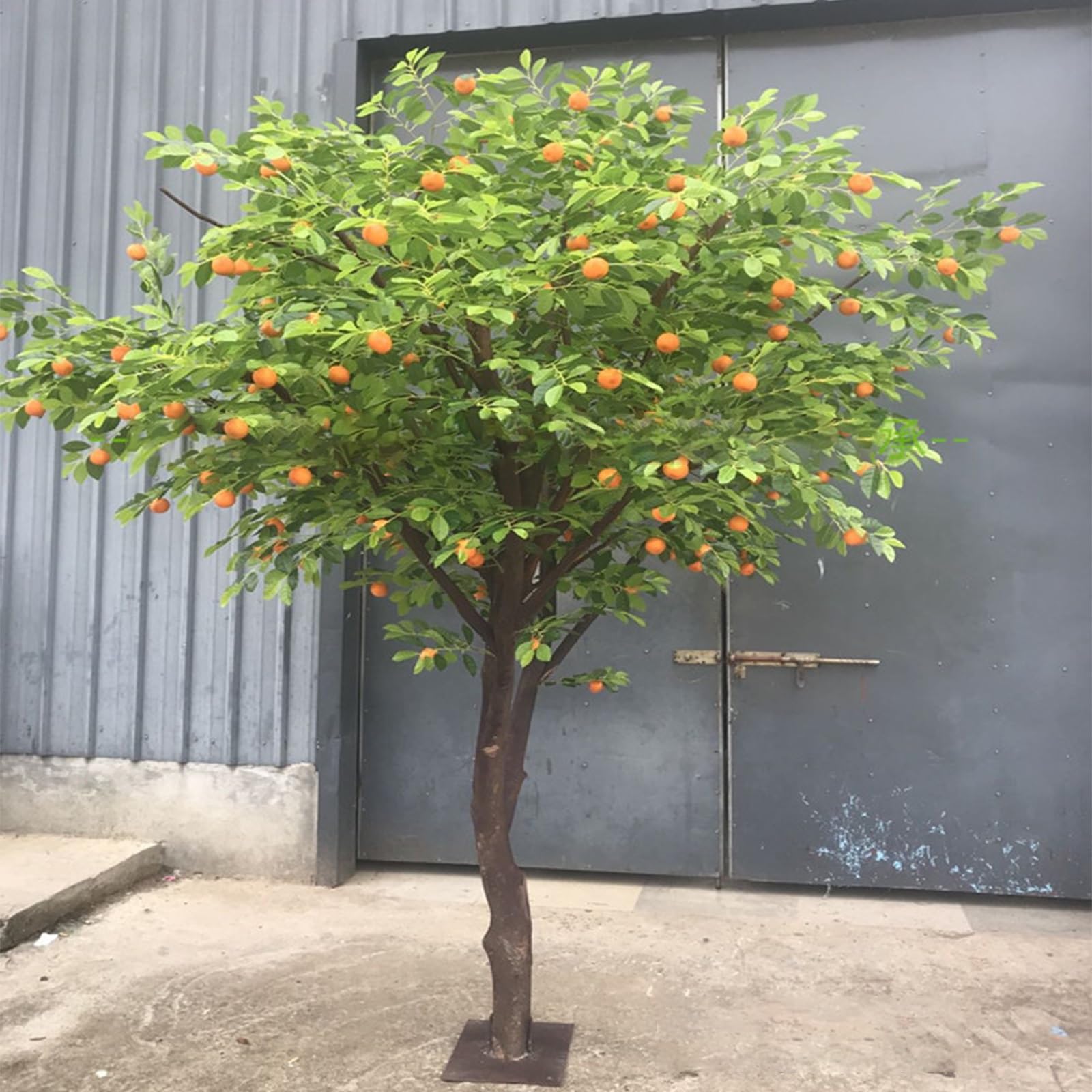 Large Artificial Orange Fruit Tree, Faux Plant for Mall, Restaurant, Fake Fruiting Tree Indoor Home Hotel Mall Decorative Faux Citrus Tree(5x5m)