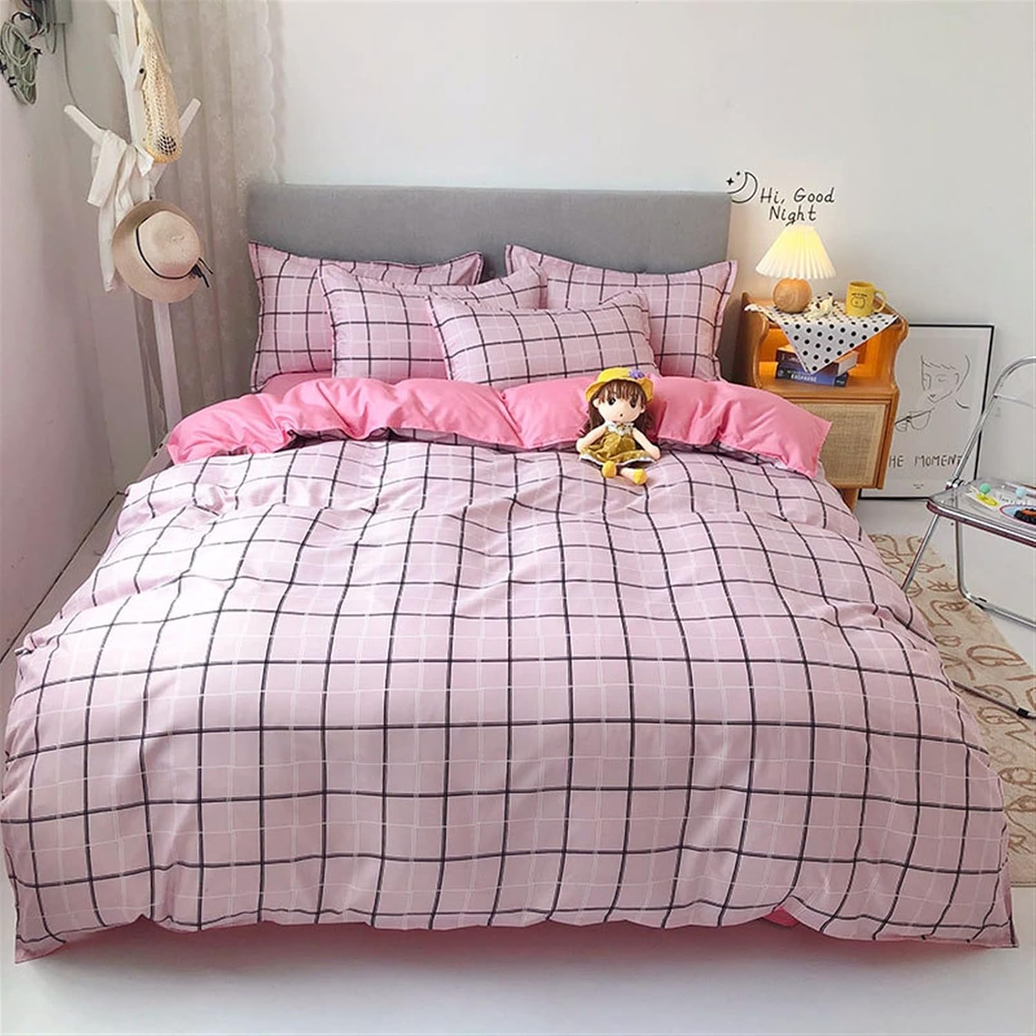 Winter Bed Sheet Winter Suede Milk Coral Flannel Bed Sheet Plus Down Bedding Quilt Cover Four-Piece Winter Queen Comforter Sets (Color : E Size : V) (J T)